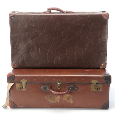 Echt Vulkanfiber Fabric Suitcase with H. Boswell & Co. Suitcase