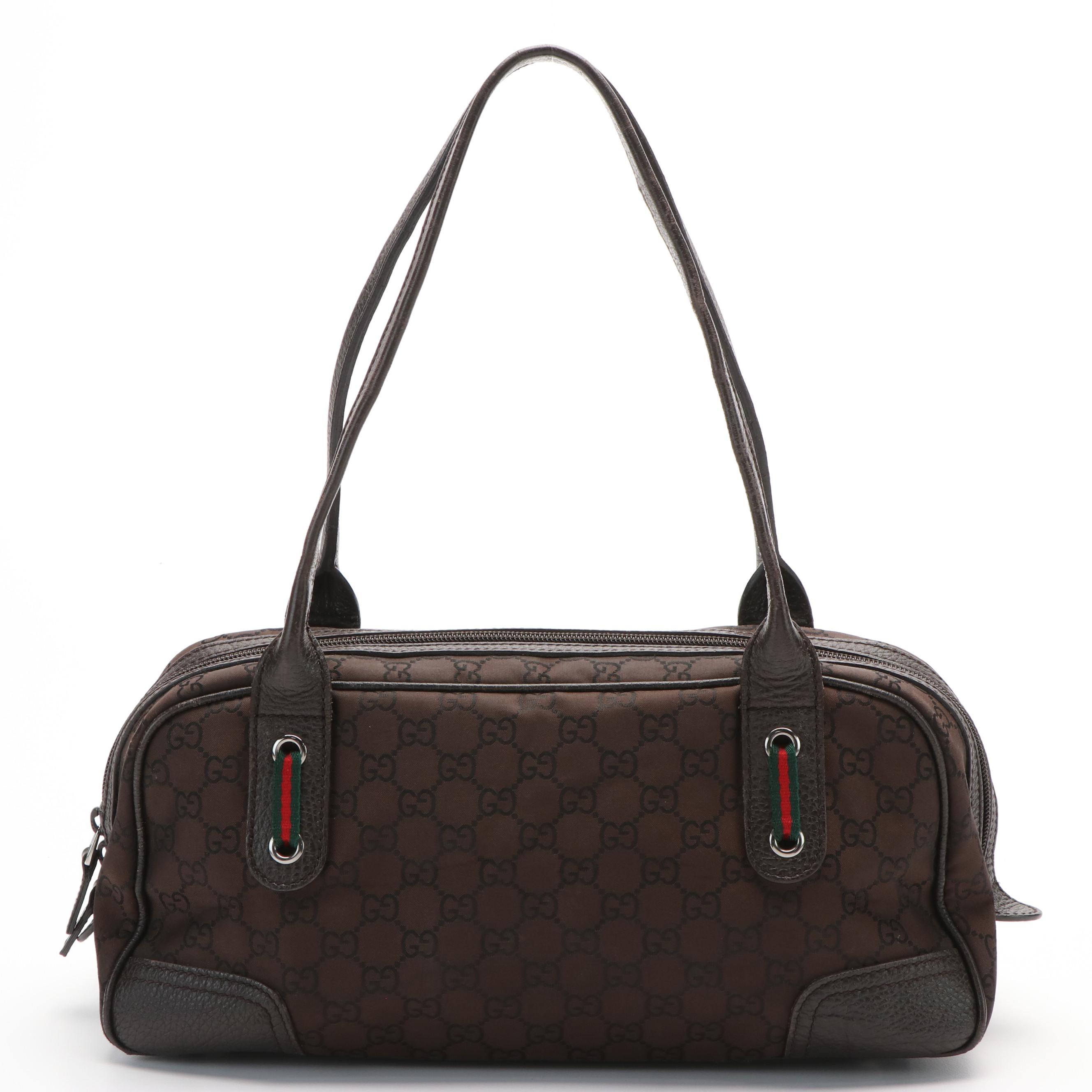 Gucci Princy Boston Bag in Brown GG Canvas and Leather