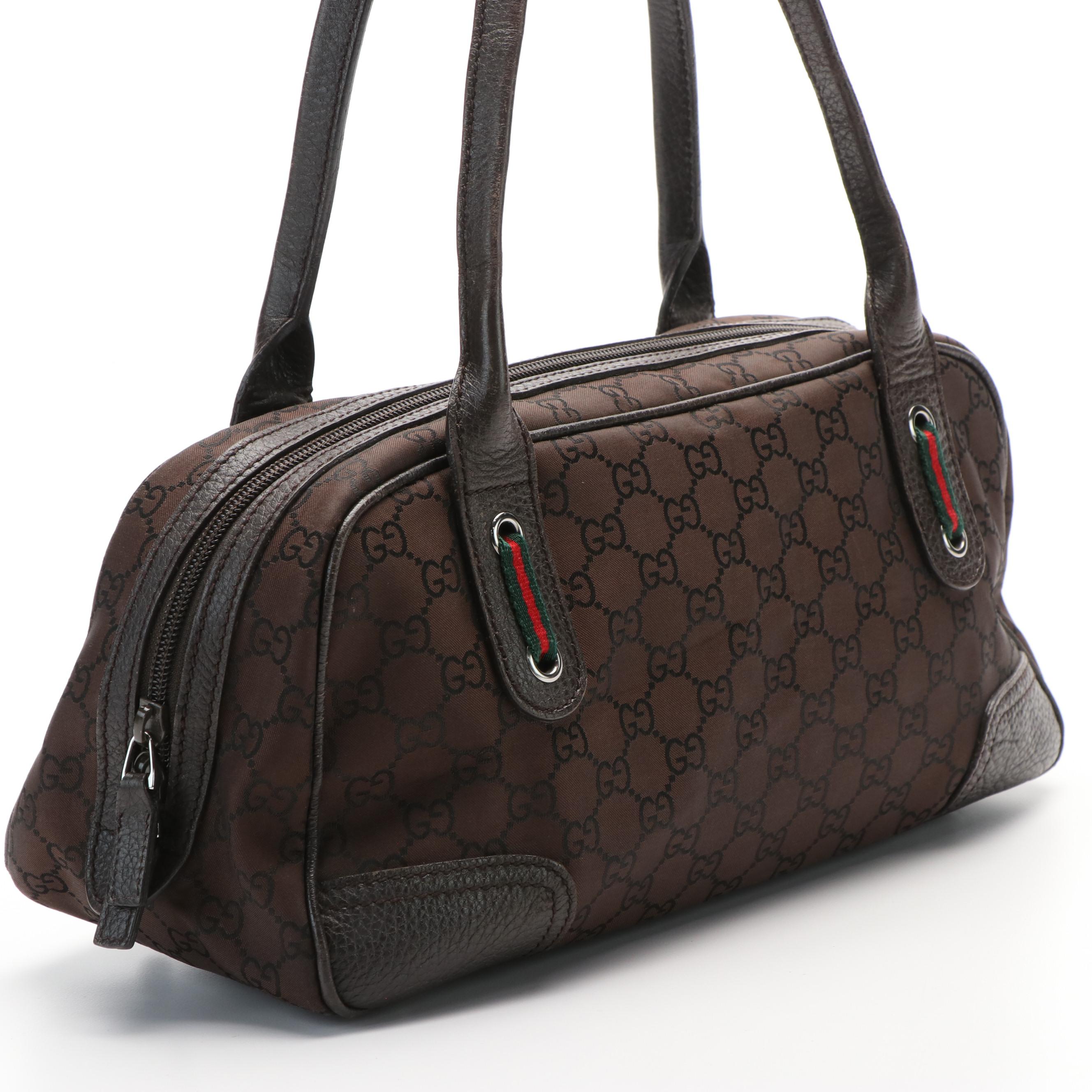 Gucci Princy Boston Bag in Brown GG Canvas and Leather