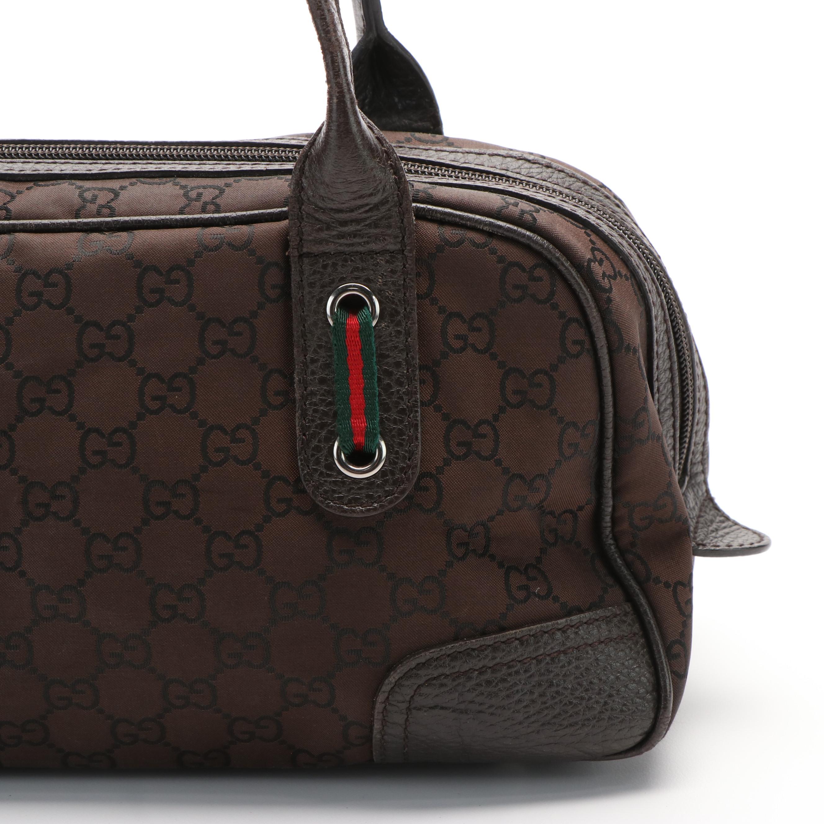 Gucci Princy Boston Bag in Brown GG Canvas and Leather