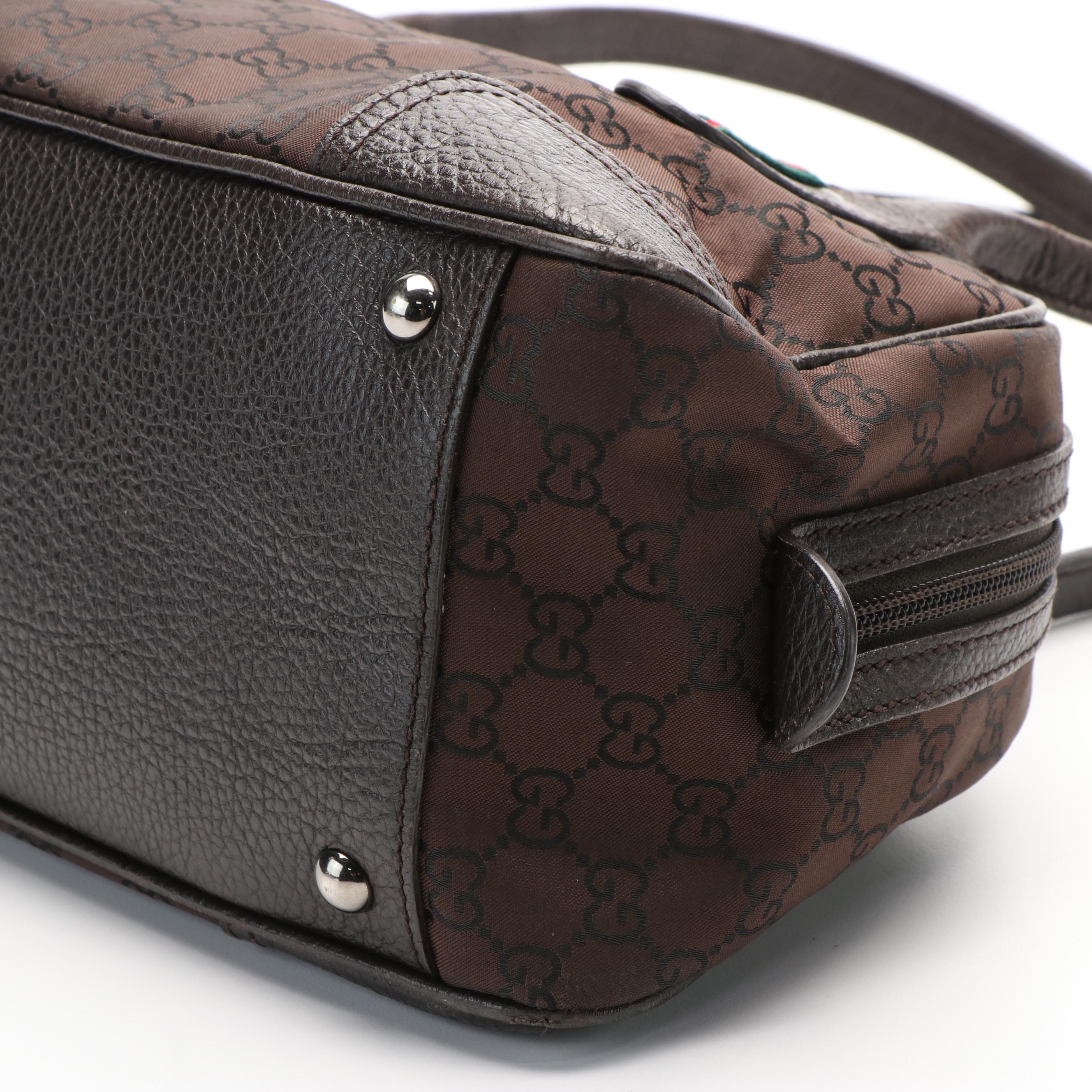 Gucci Princy Boston Bag in Brown GG Canvas and Leather