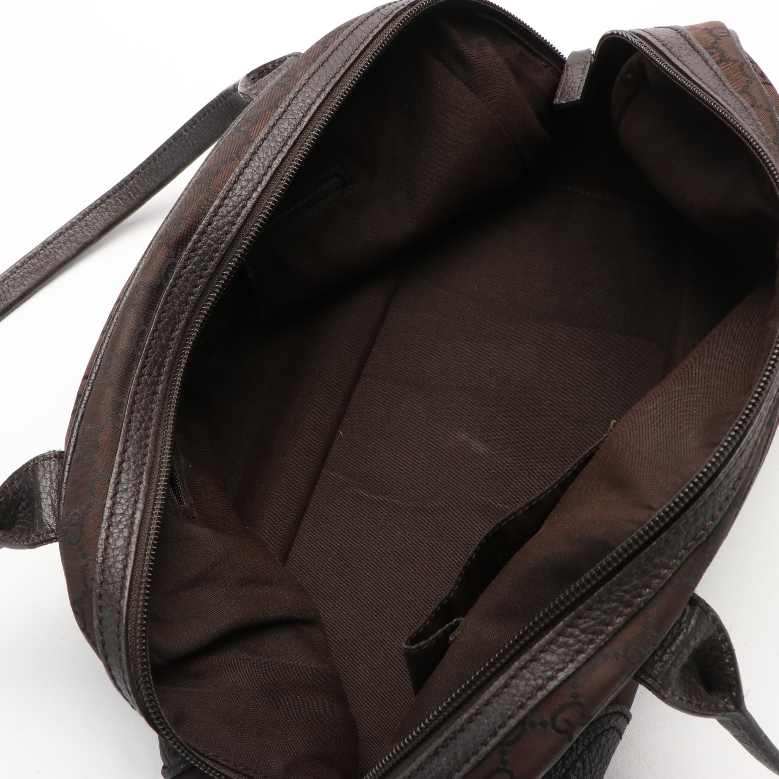 Gucci Princy Boston Bag in Brown GG Canvas and Leather