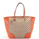 Gucci Bree GG Canvas and Orange Leather Zippered Tote Bag