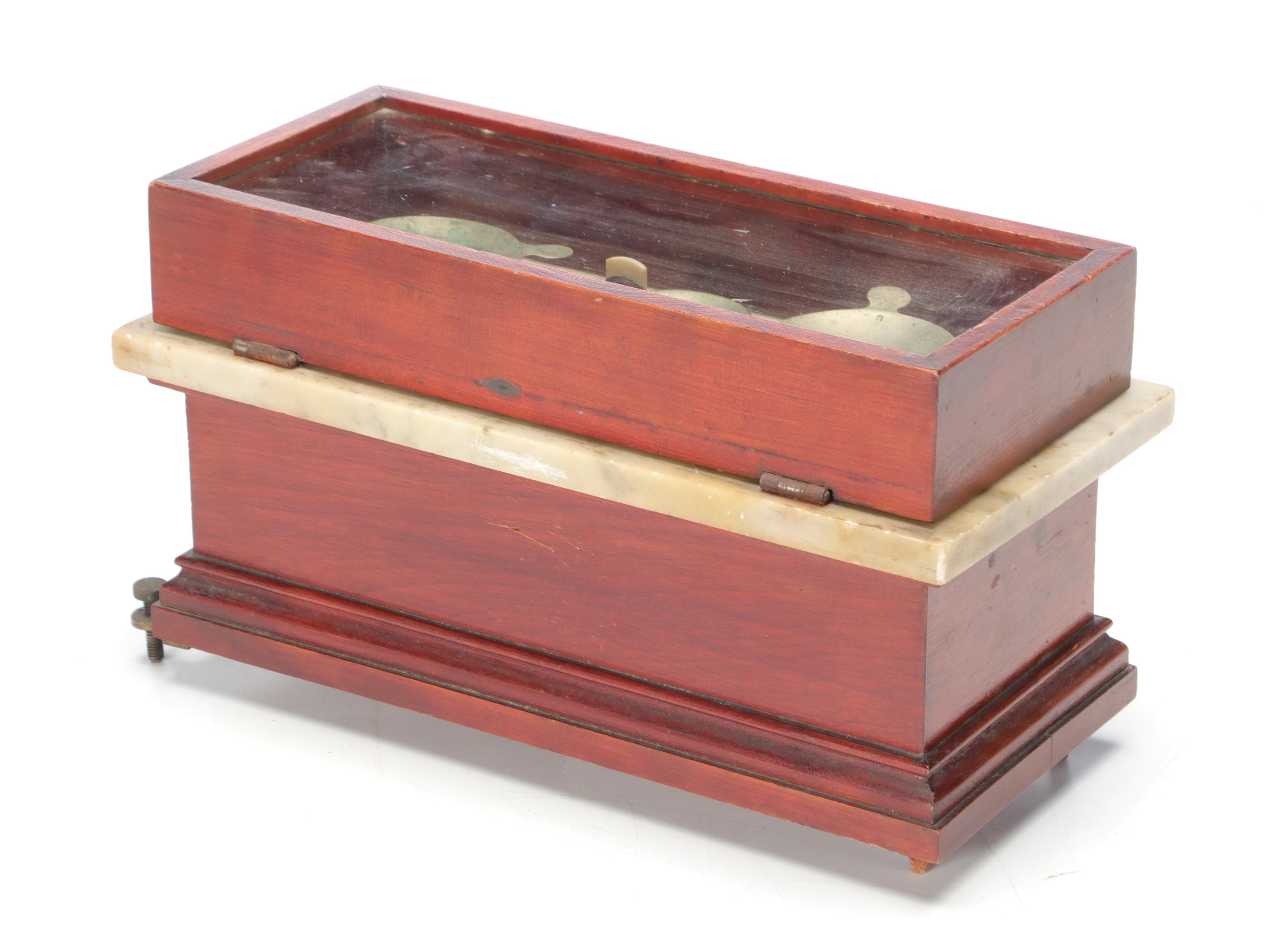 Henry Troemner 1 Oz. Class B Walnut, Brass and Marble Apothecary Scale