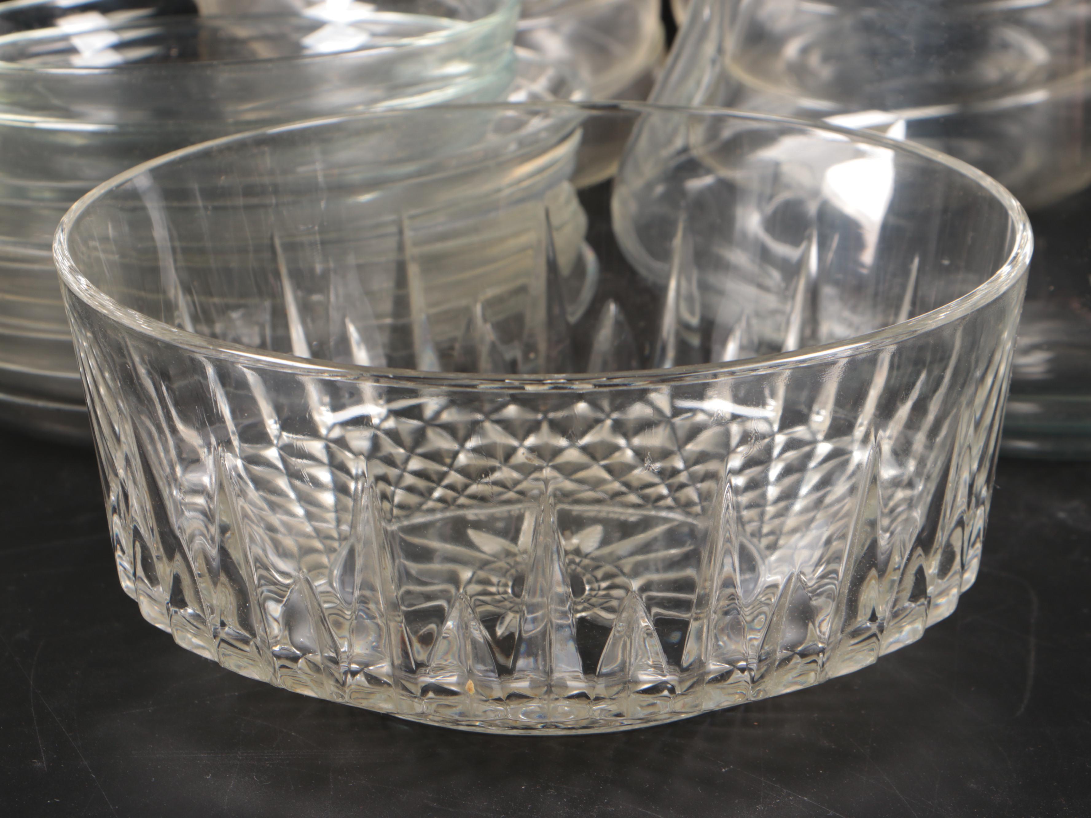 Gorham Sterling Lidded Crystal Jam Jars with Other Glass Dishes