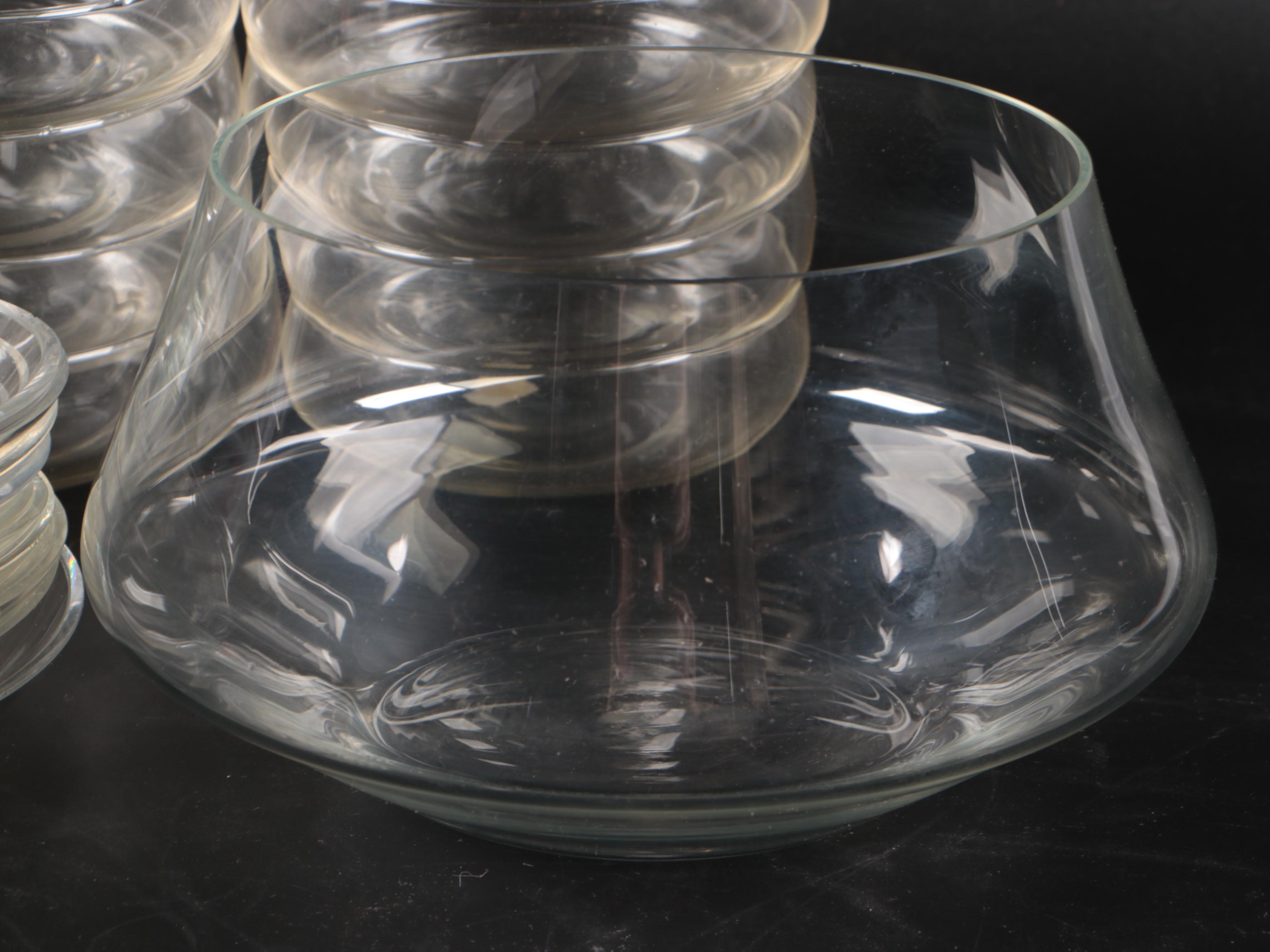 Gorham Sterling Lidded Crystal Jam Jars with Other Glass Dishes