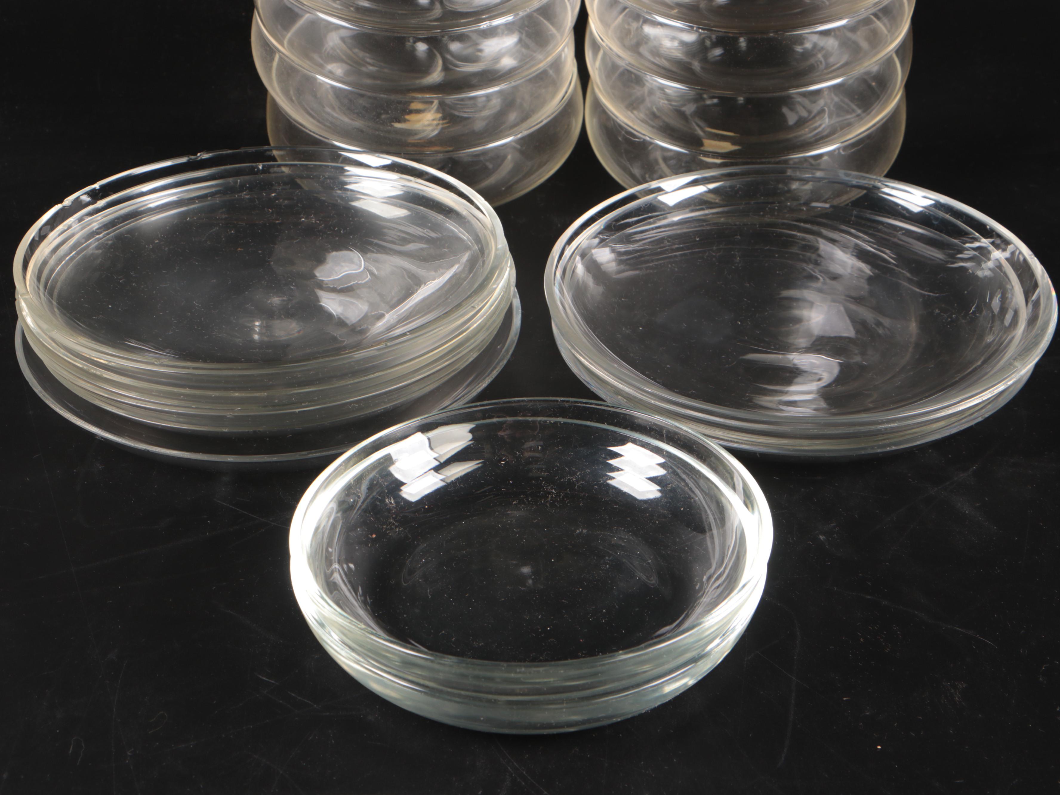 Gorham Sterling Lidded Crystal Jam Jars with Other Glass Dishes