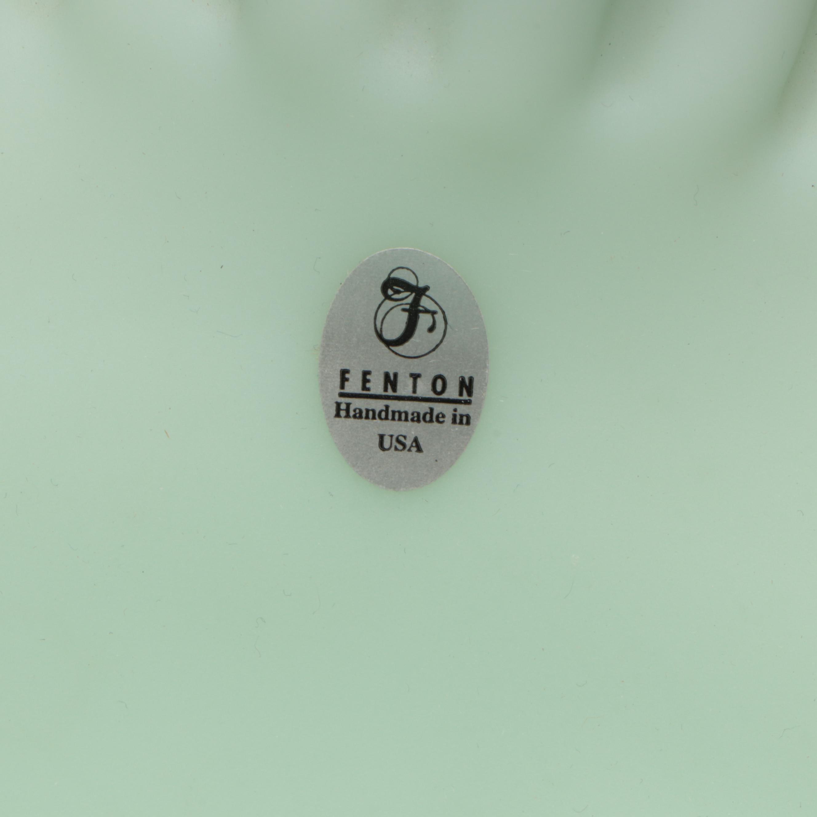 Fenton Blue Crest Sea Mist Satin Glass Epergne, 20th Century