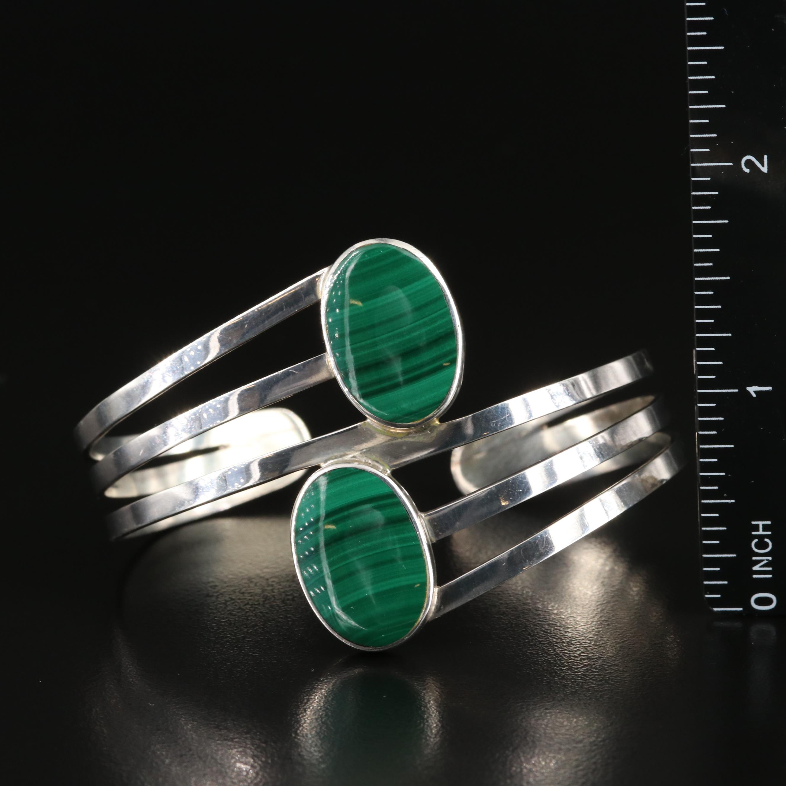Plata Mexican 970 Silver Malachite Jewelry Set