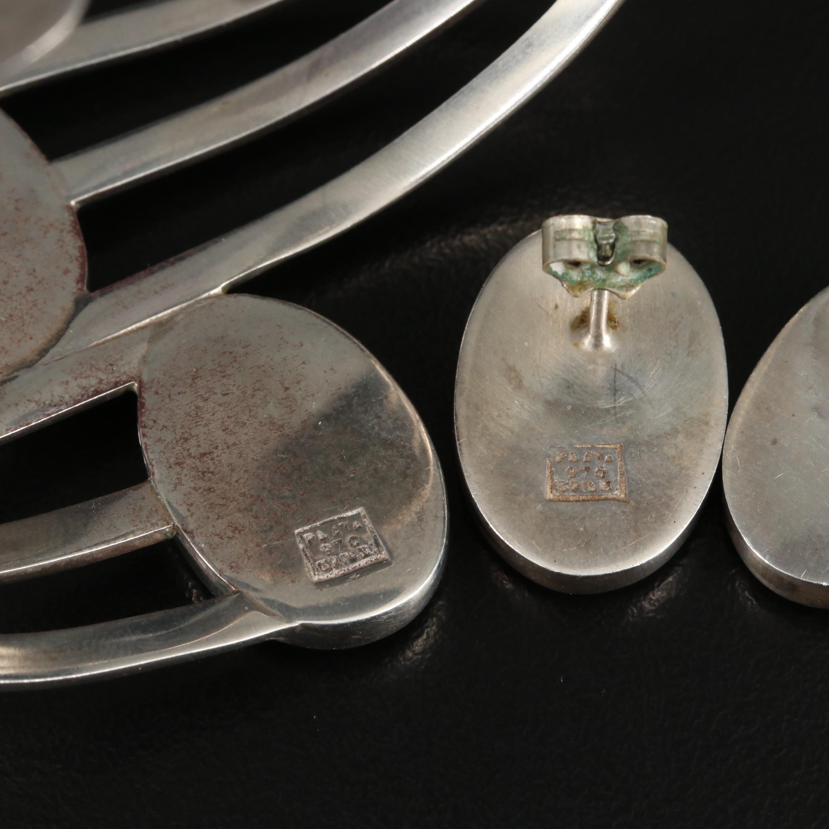 Plata Mexican 970 Silver Malachite Jewelry Set