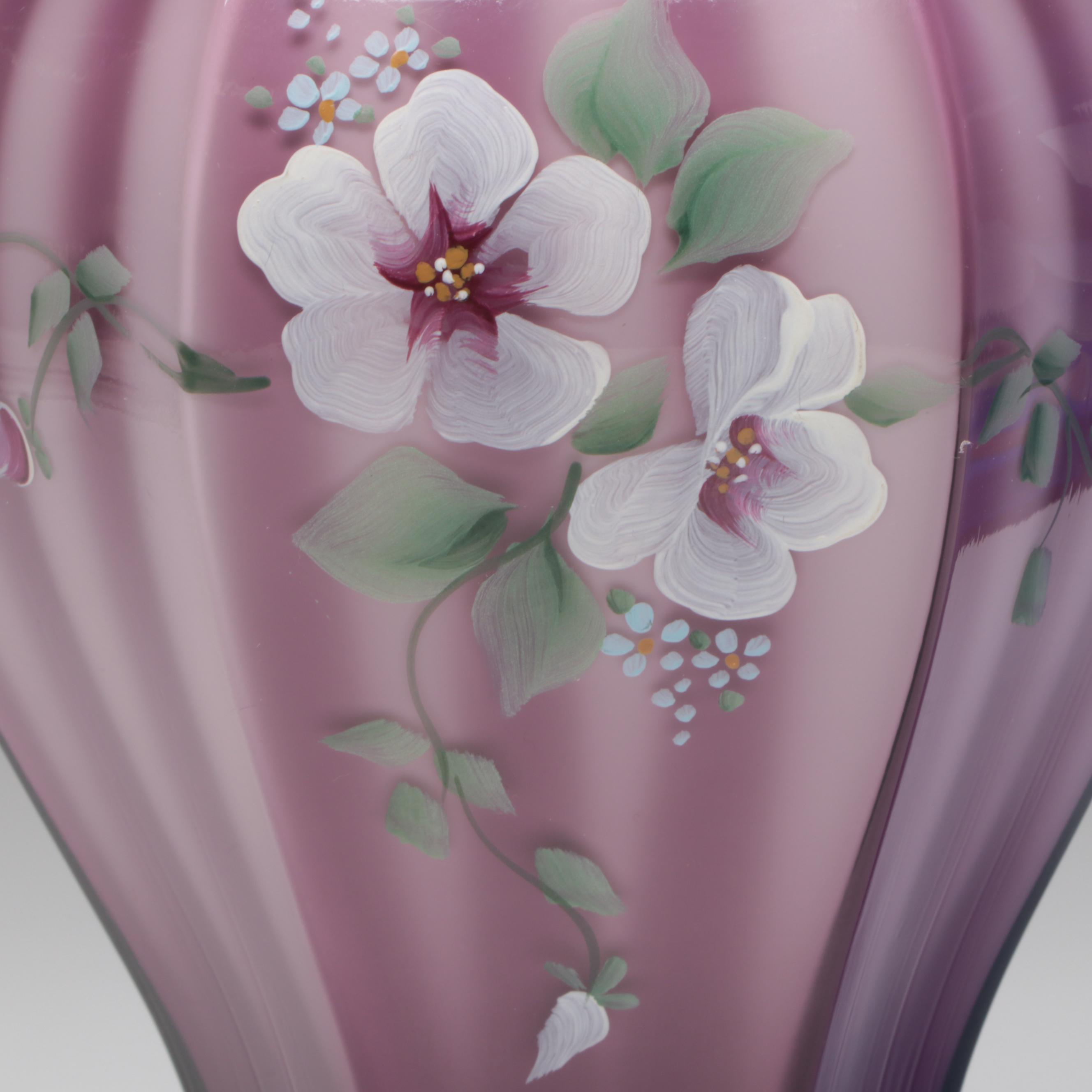Fenton Hand-Painted Glass Vases Featuring 75th Anniversary Celebration Vase