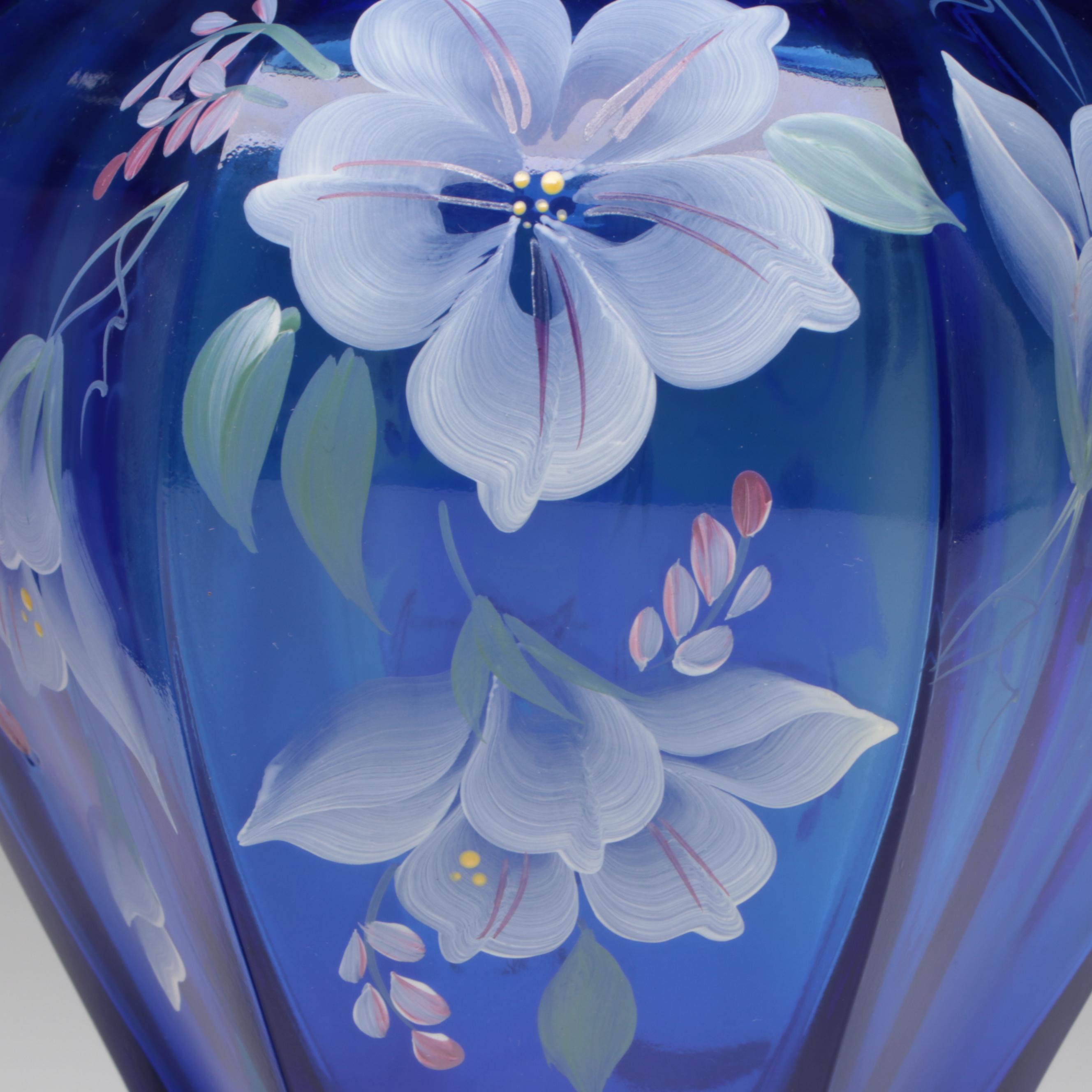 Fenton Hand-Painted Glass Vases Featuring 75th Anniversary Celebration Vase
