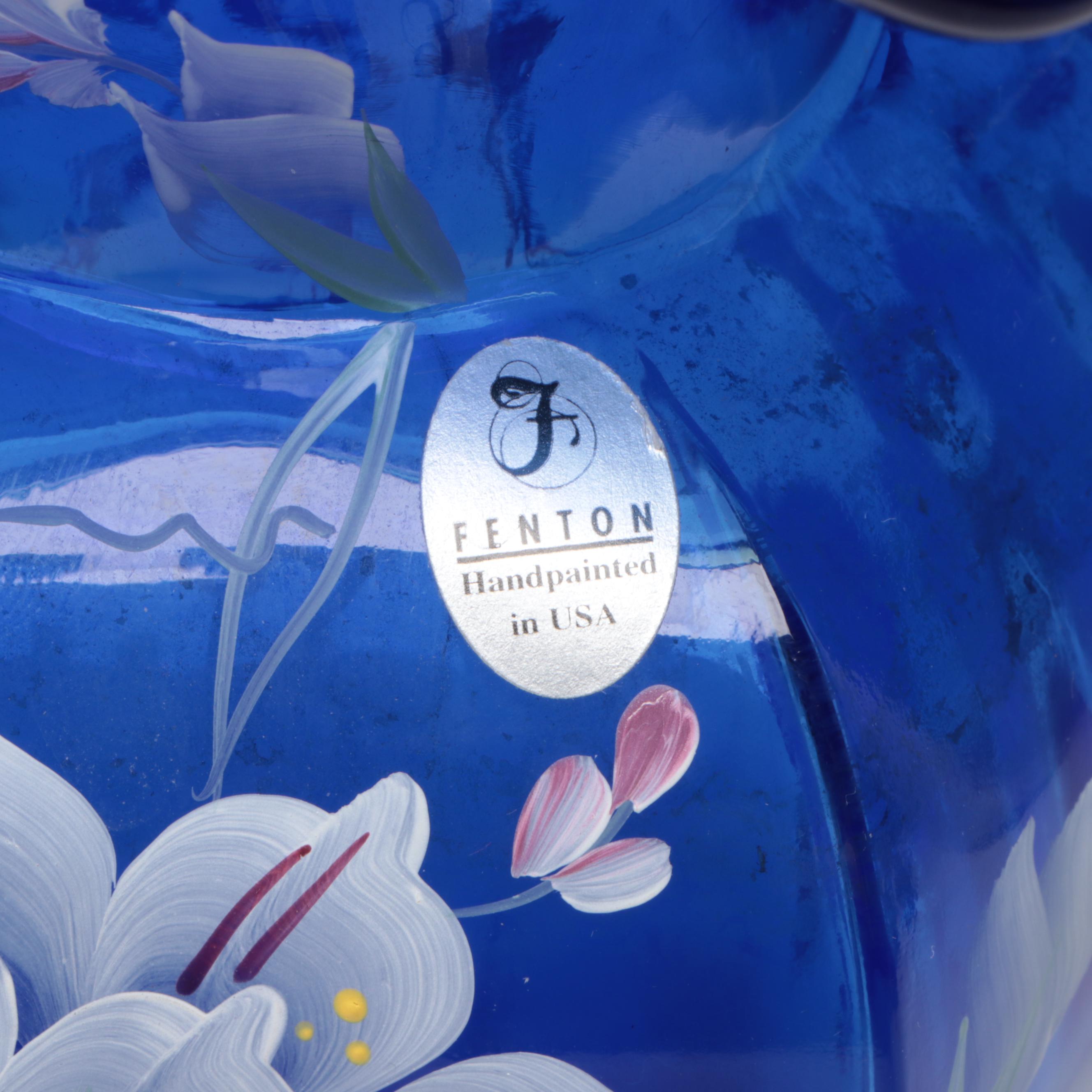 Fenton Hand-Painted Glass Vases Featuring 75th Anniversary Celebration Vase