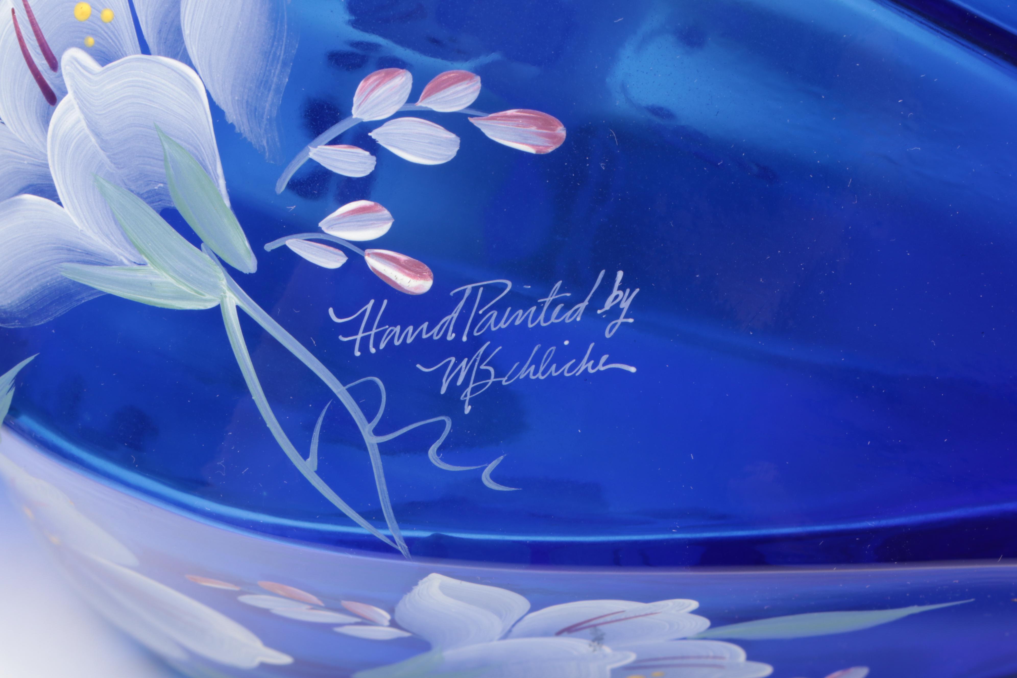 Fenton Hand-Painted Glass Vases Featuring 75th Anniversary Celebration Vase