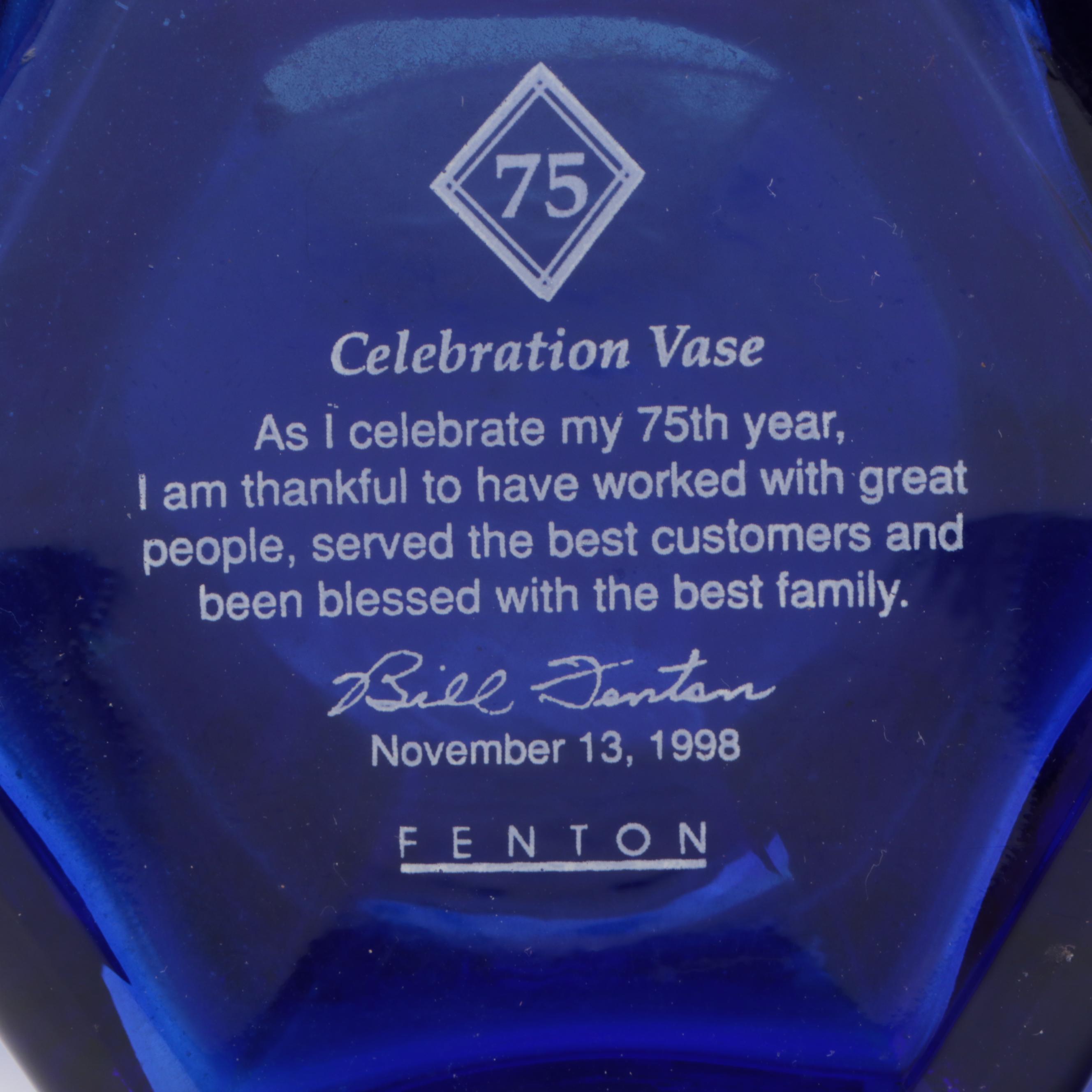 Fenton Hand-Painted Glass Vases Featuring 75th Anniversary Celebration Vase