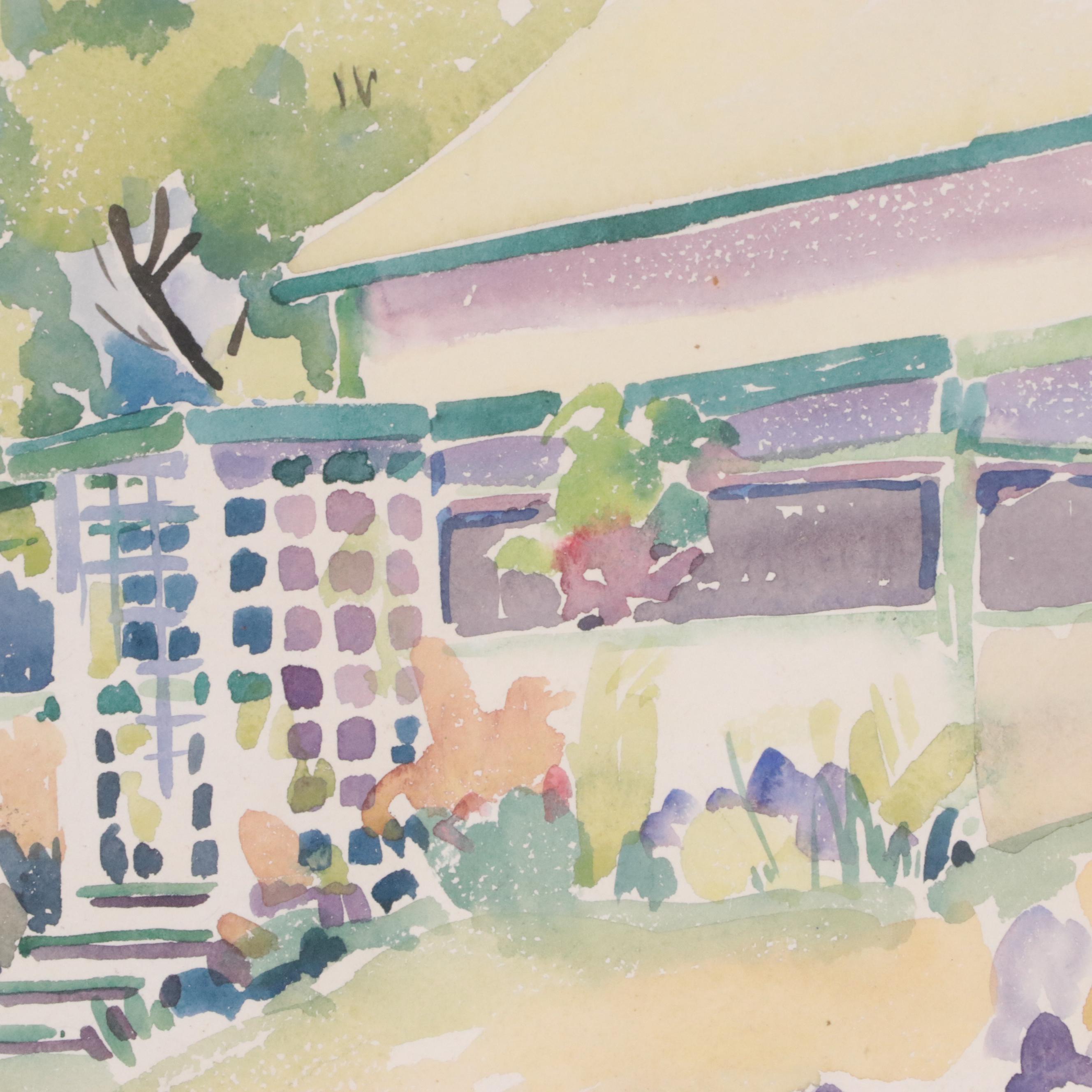 King Charles III Watercolor Painting "Cottage with Spring Flowers, Sutherland"