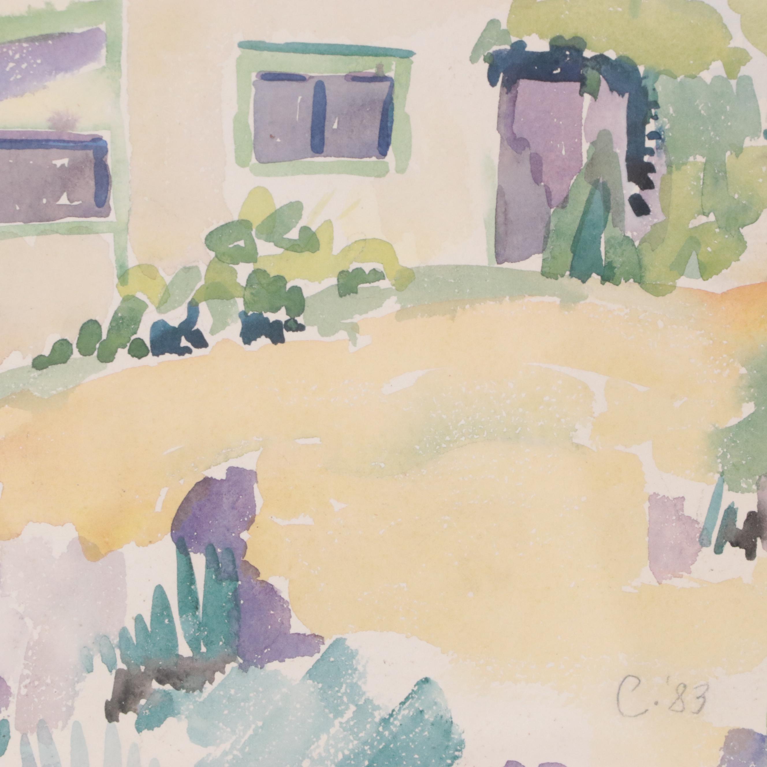 King Charles III Watercolor Painting "Cottage with Spring Flowers, Sutherland"