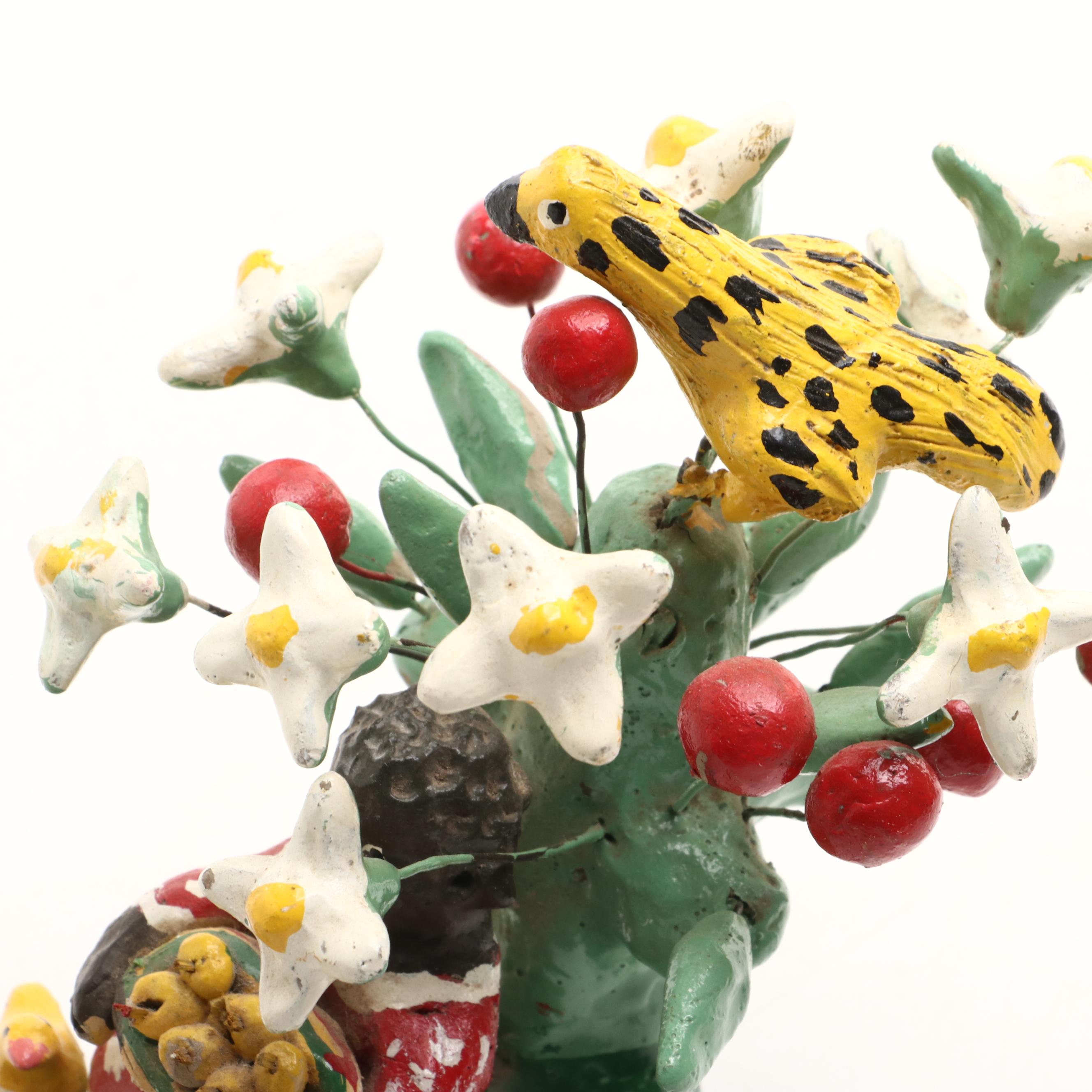 Hand-Painted Clay Rooster and Chicken Figurines