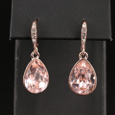 Givenchy Rose Tone Crystal Drop Earrings