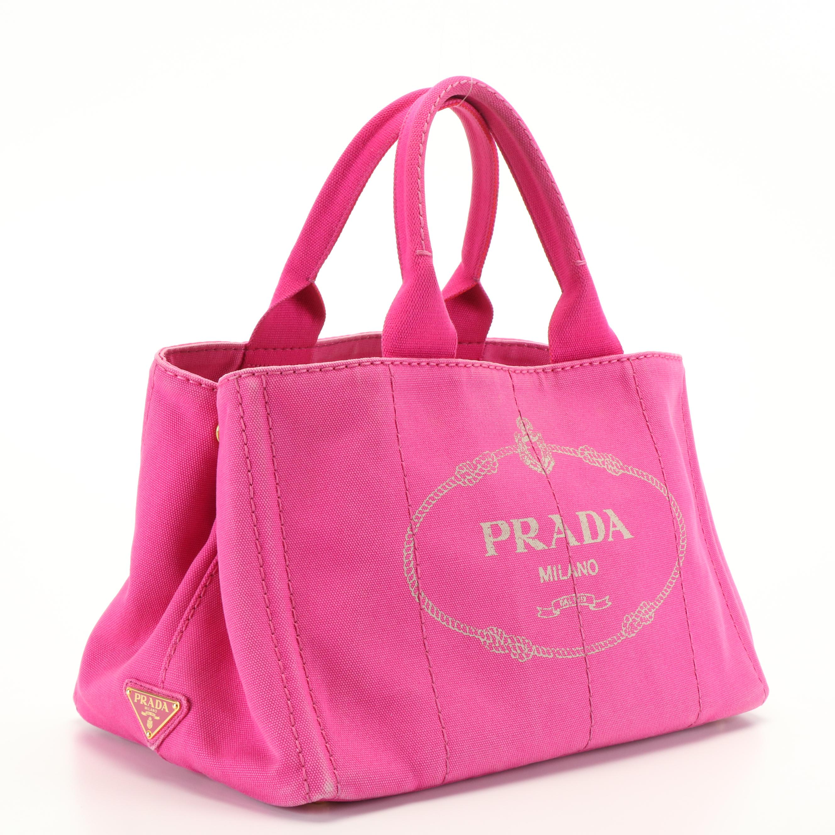 Prada Canapa Tote in Pink Canvas