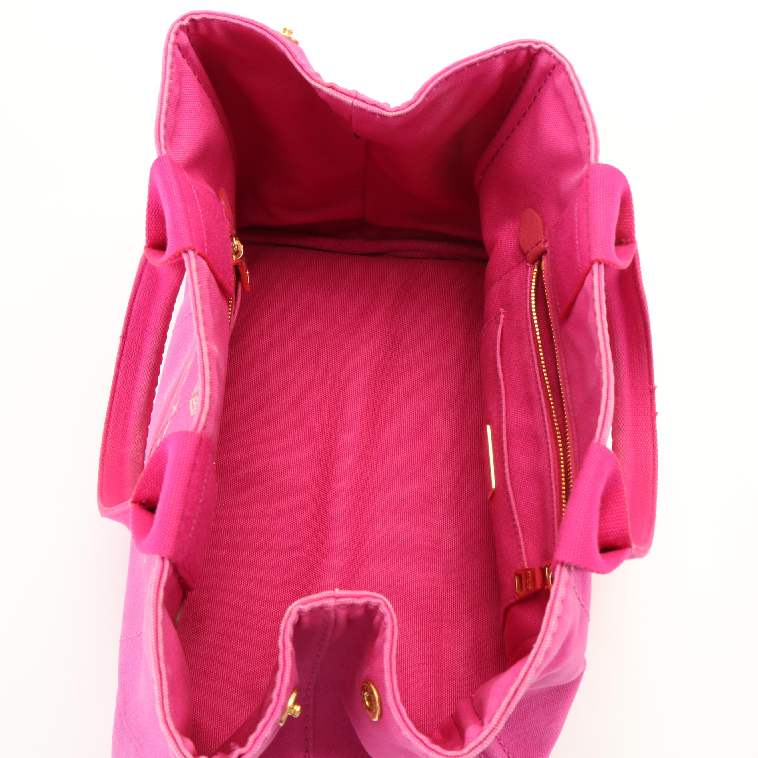 Prada Canapa Tote in Pink Canvas
