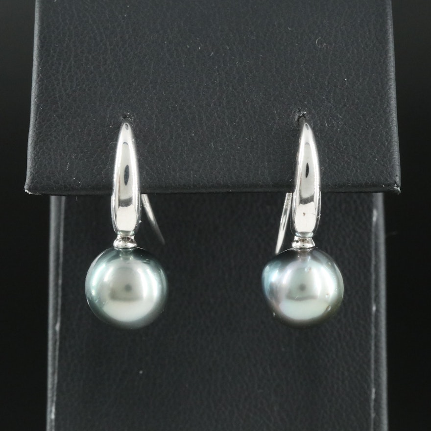 Sterling Pearl Solitaire Dangle Earrings