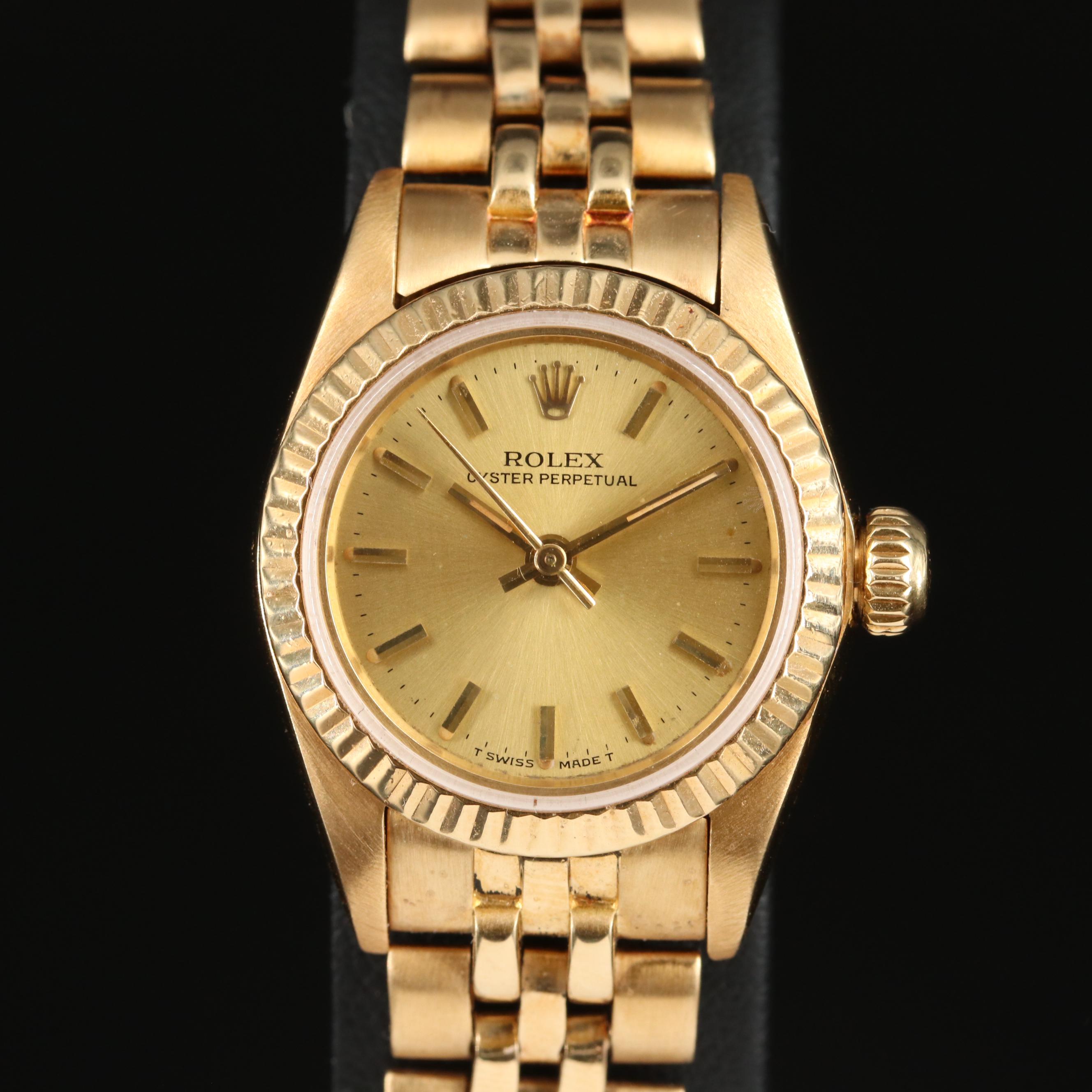 Rolex Oyster Perpetual 18K Yellow Gold 26MM Automatic Watch