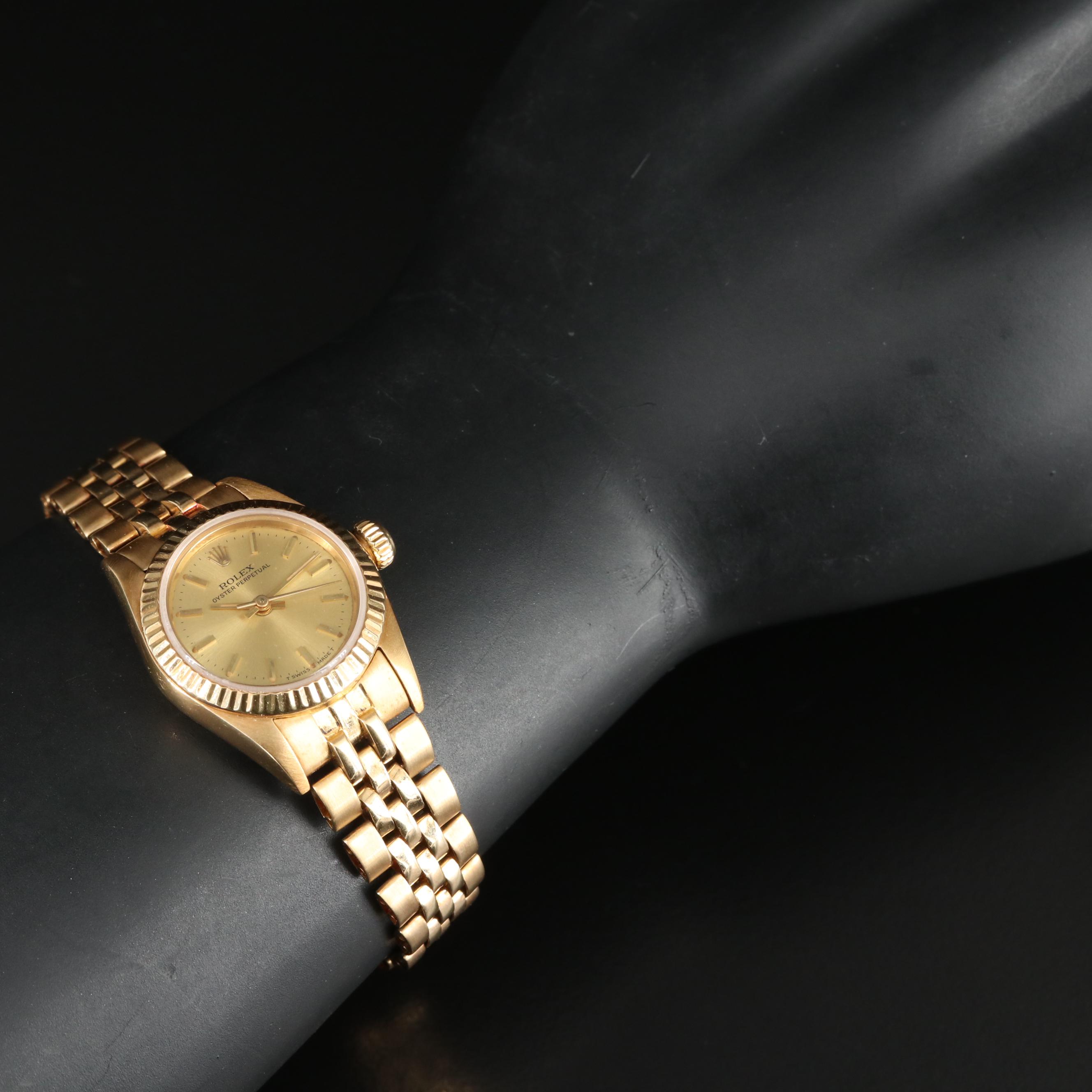 Rolex Oyster Perpetual 18K Yellow Gold 26MM Automatic Watch