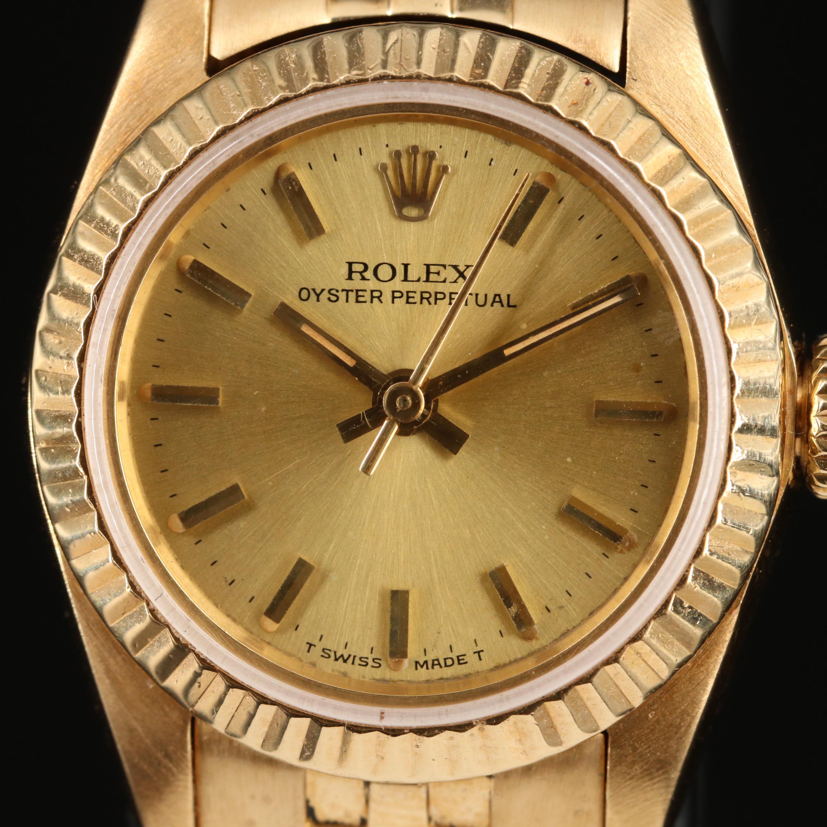 Rolex Oyster Perpetual 18K Yellow Gold 26MM Automatic Watch