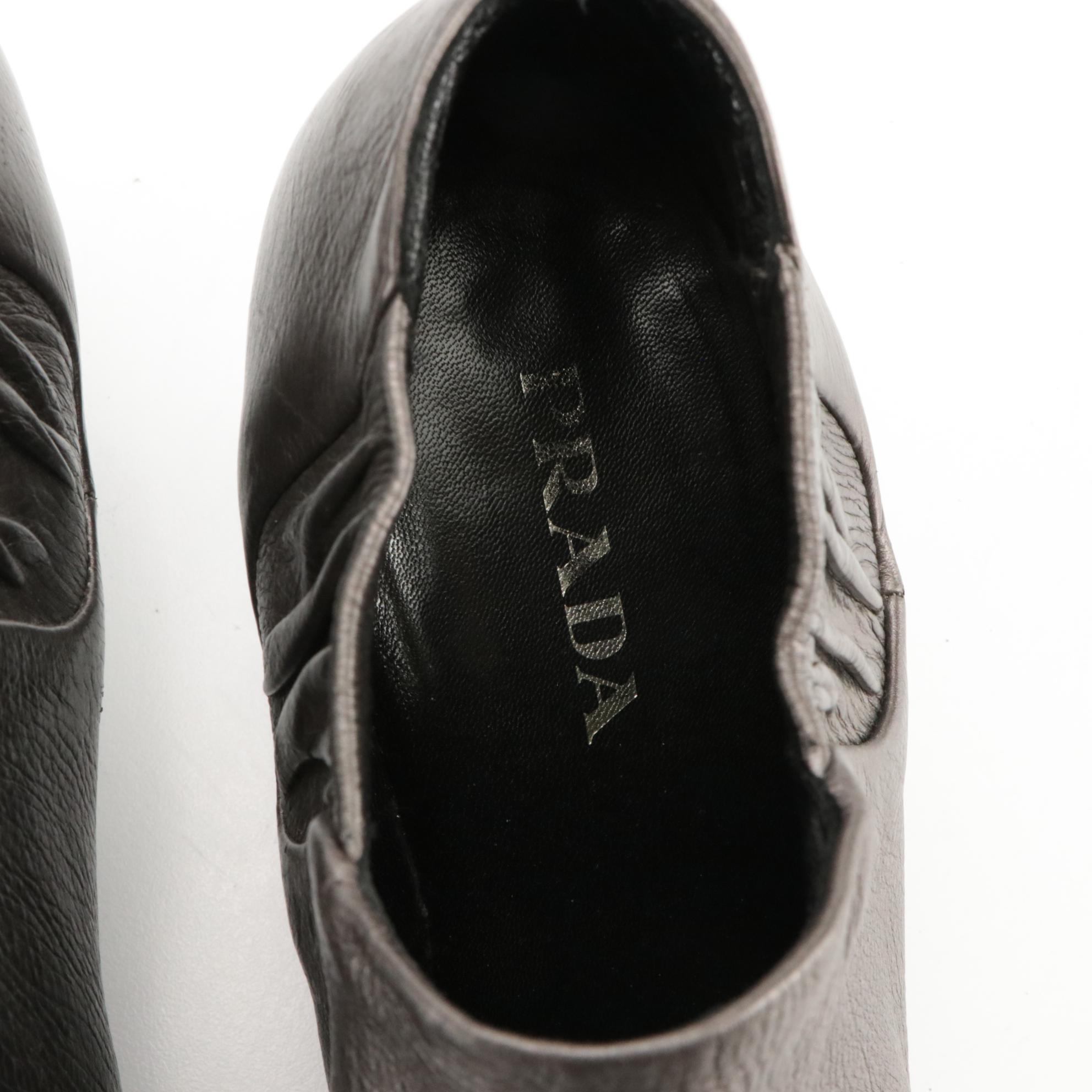 Prada Booties in Metallic Leather