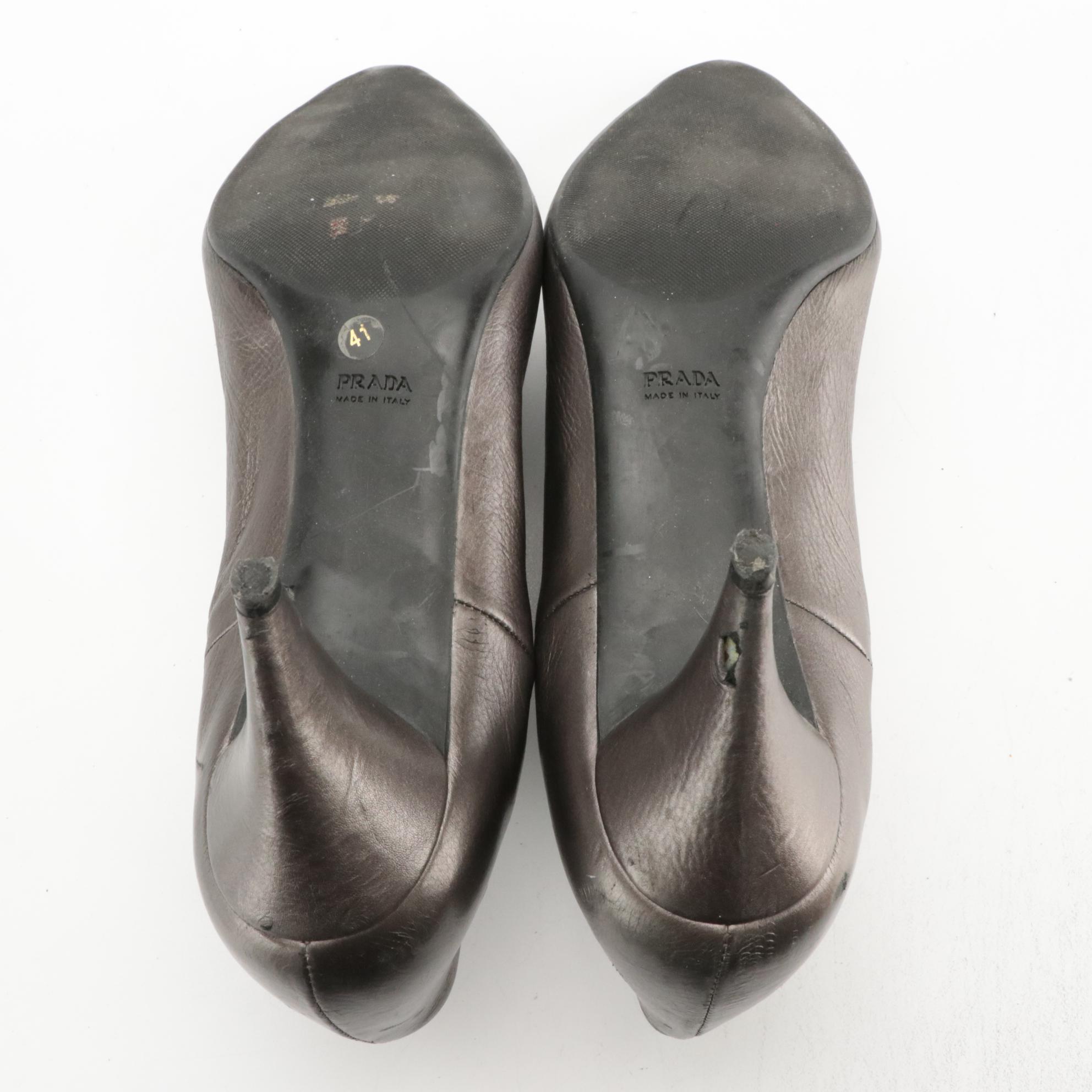 Prada Booties in Metallic Leather