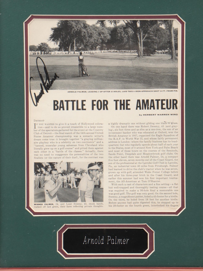 Arnold Palmer Signed 1954 Sports Illustrated US Amateur Page in Matted ...