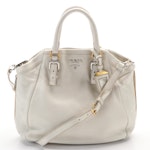 Prada 2 Way Tote Bag in White Cervo Lux Leather