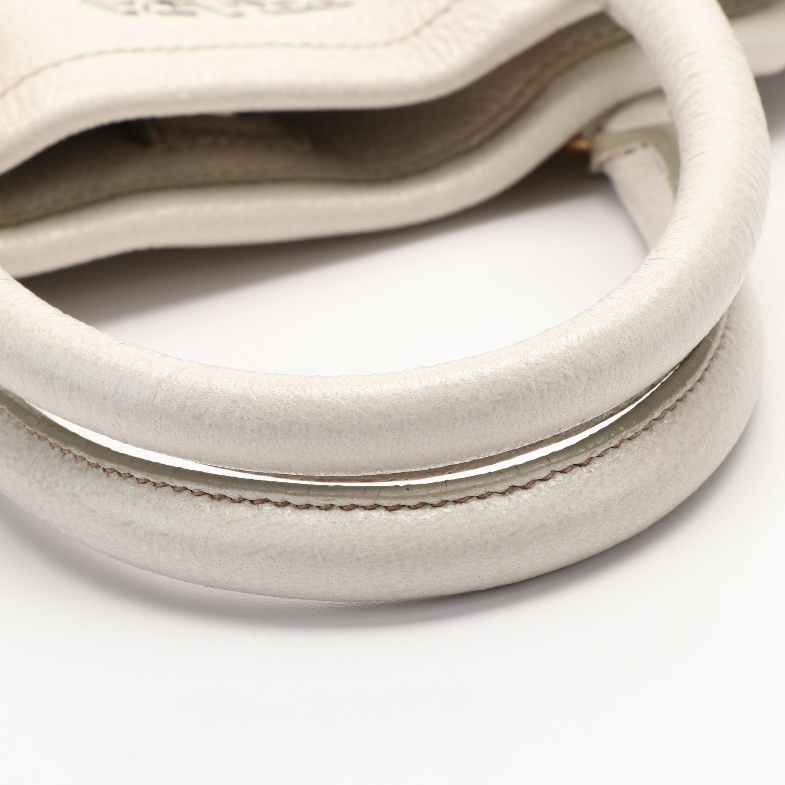 Prada 2 Way Tote Bag in White Cervo Lux Leather