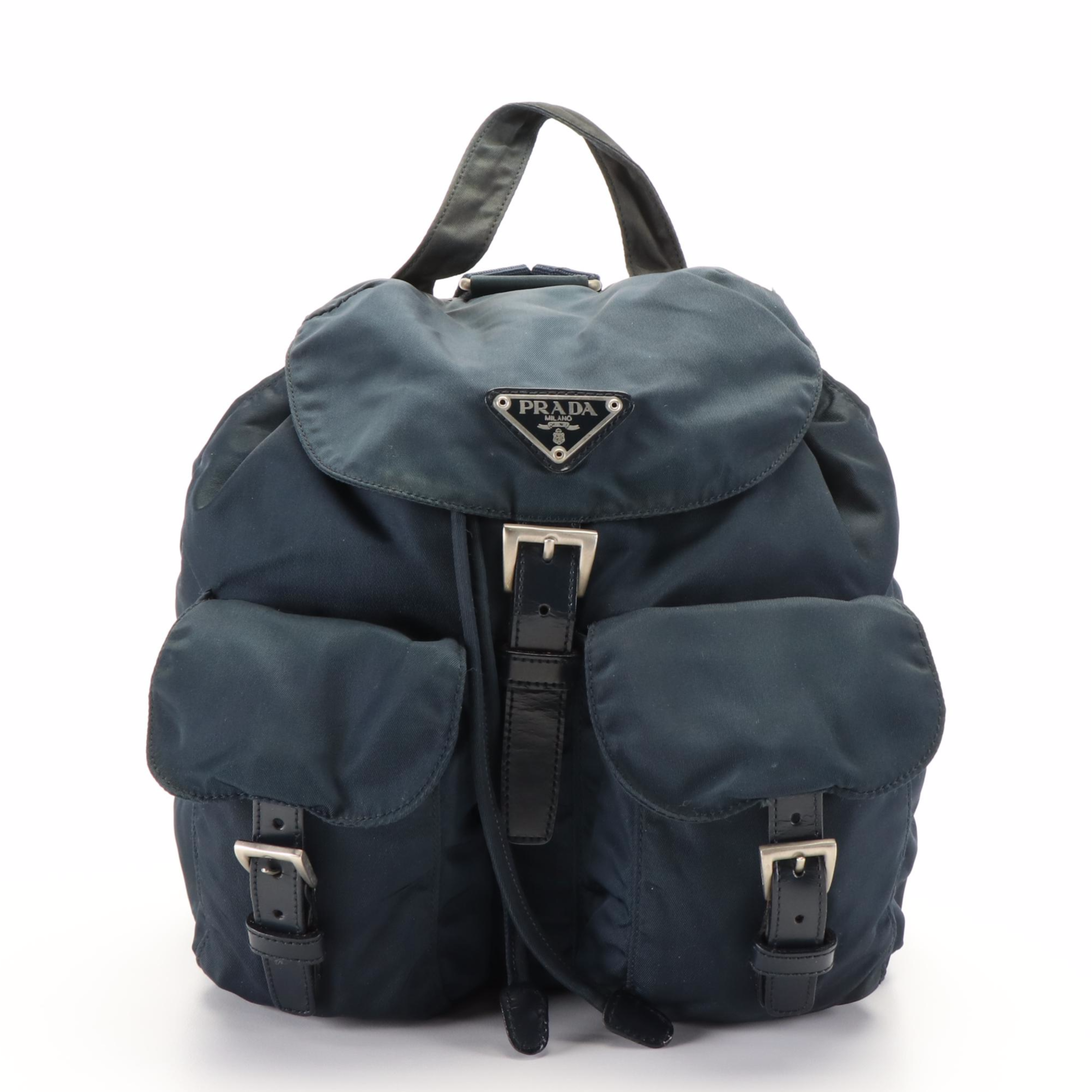 Prada Vela Oceano Blue Nylon and Leather Small Backpack