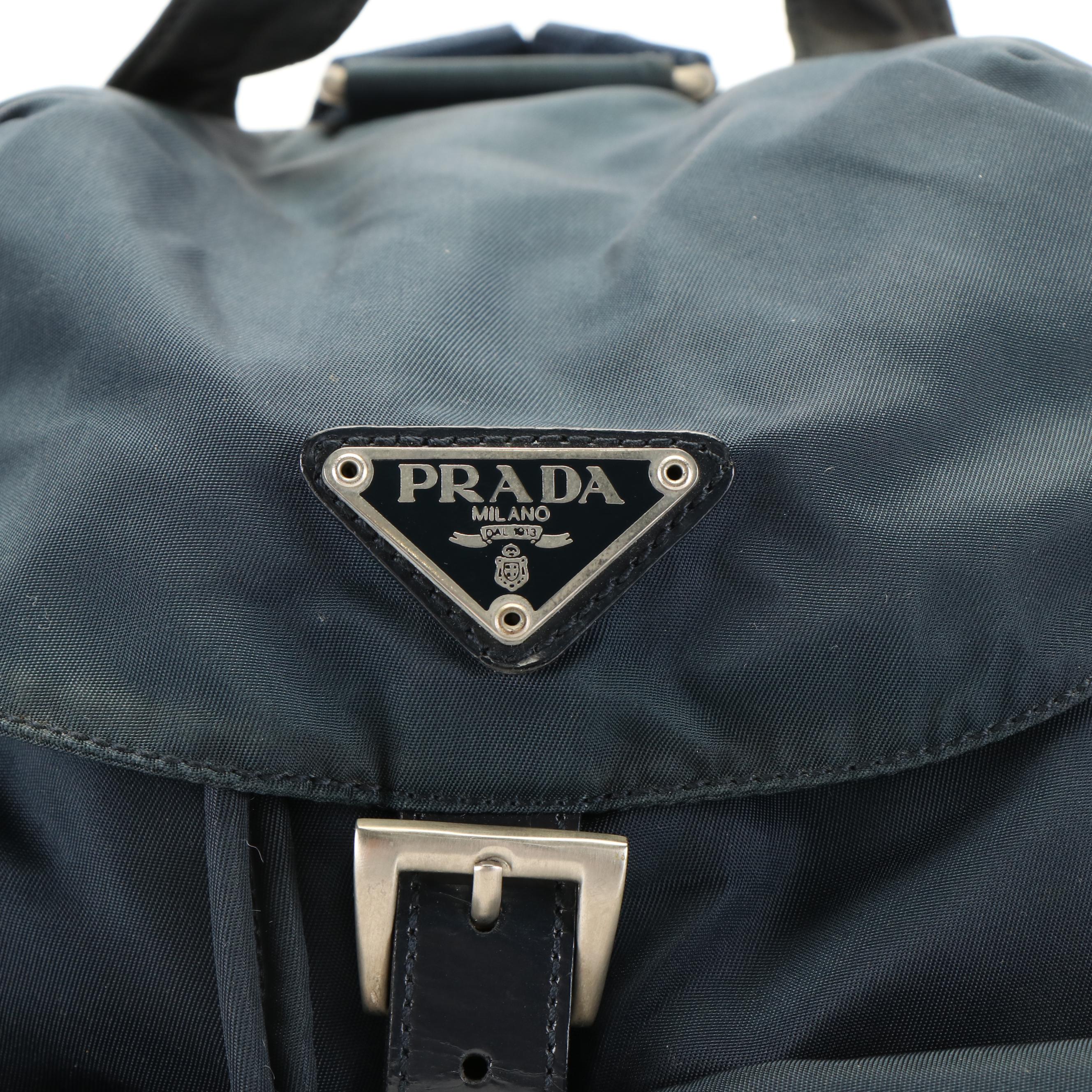 Prada Vela Oceano Blue Nylon and Leather Small Backpack