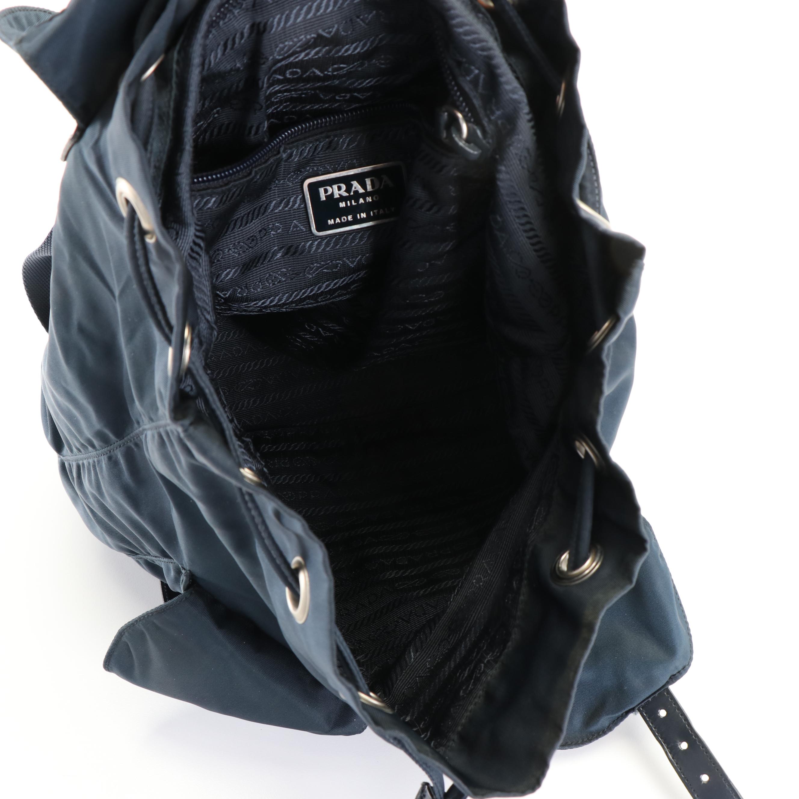 Prada Vela Oceano Blue Nylon and Leather Small Backpack