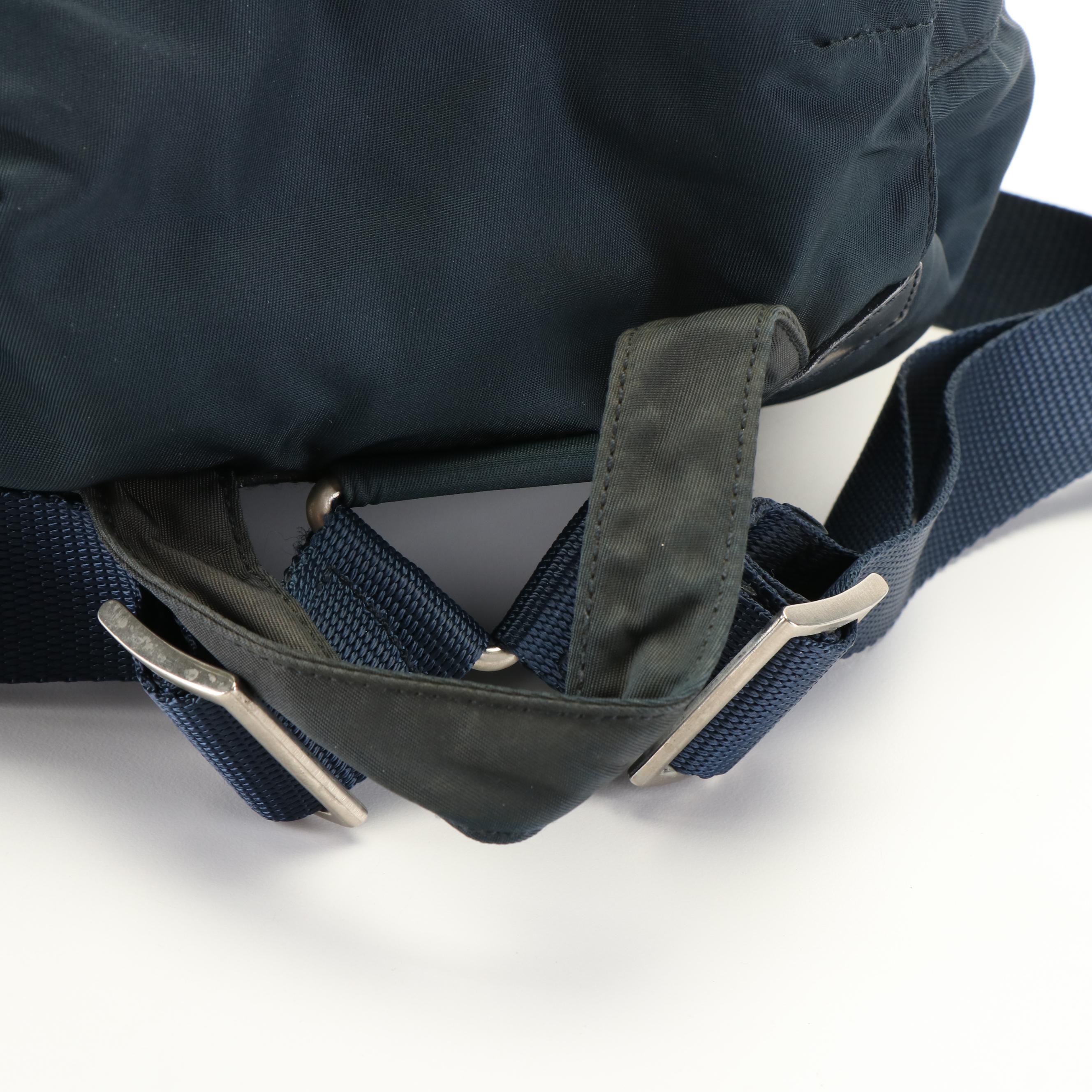 Prada Vela Oceano Blue Nylon and Leather Small Backpack