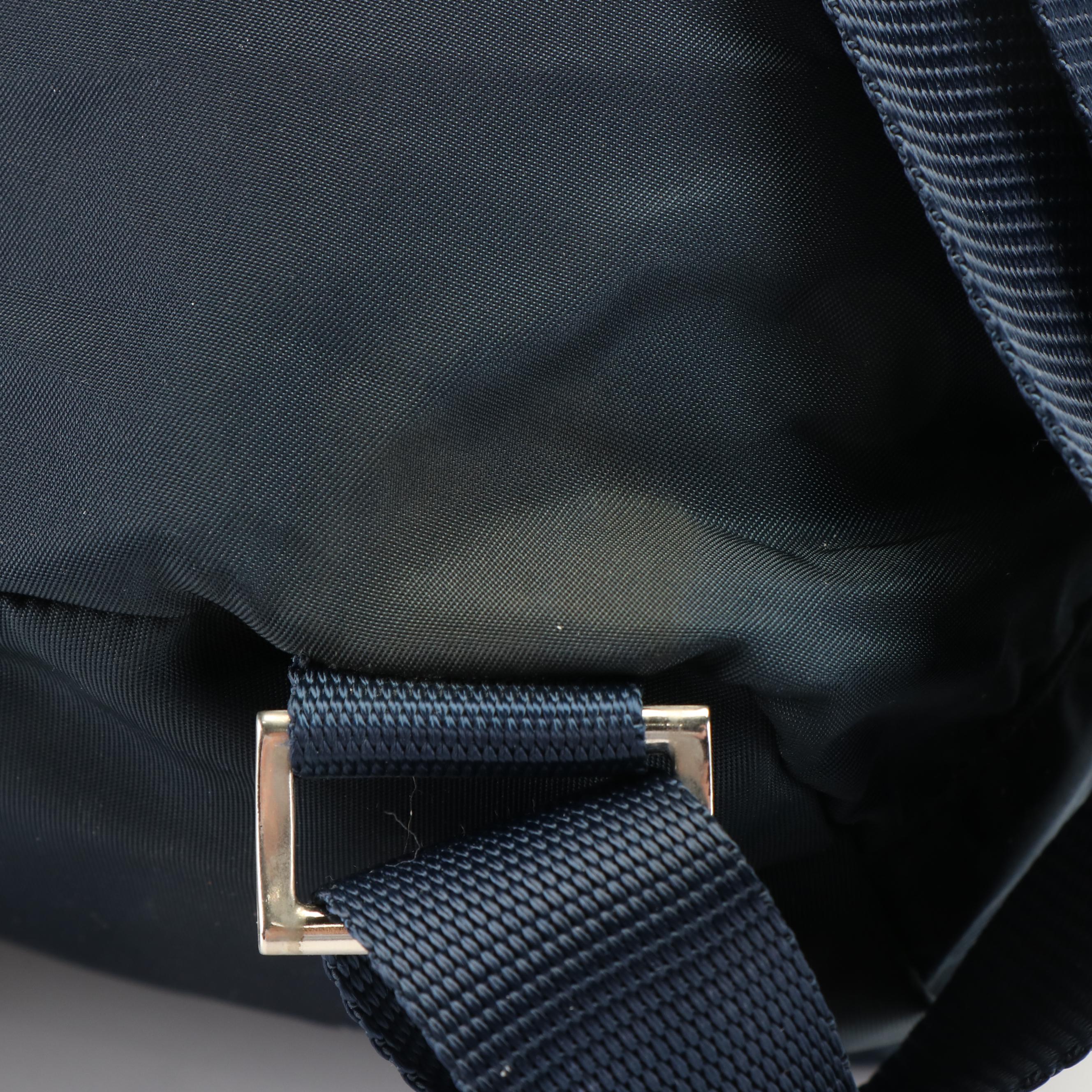 Prada Vela Oceano Blue Nylon and Leather Small Backpack