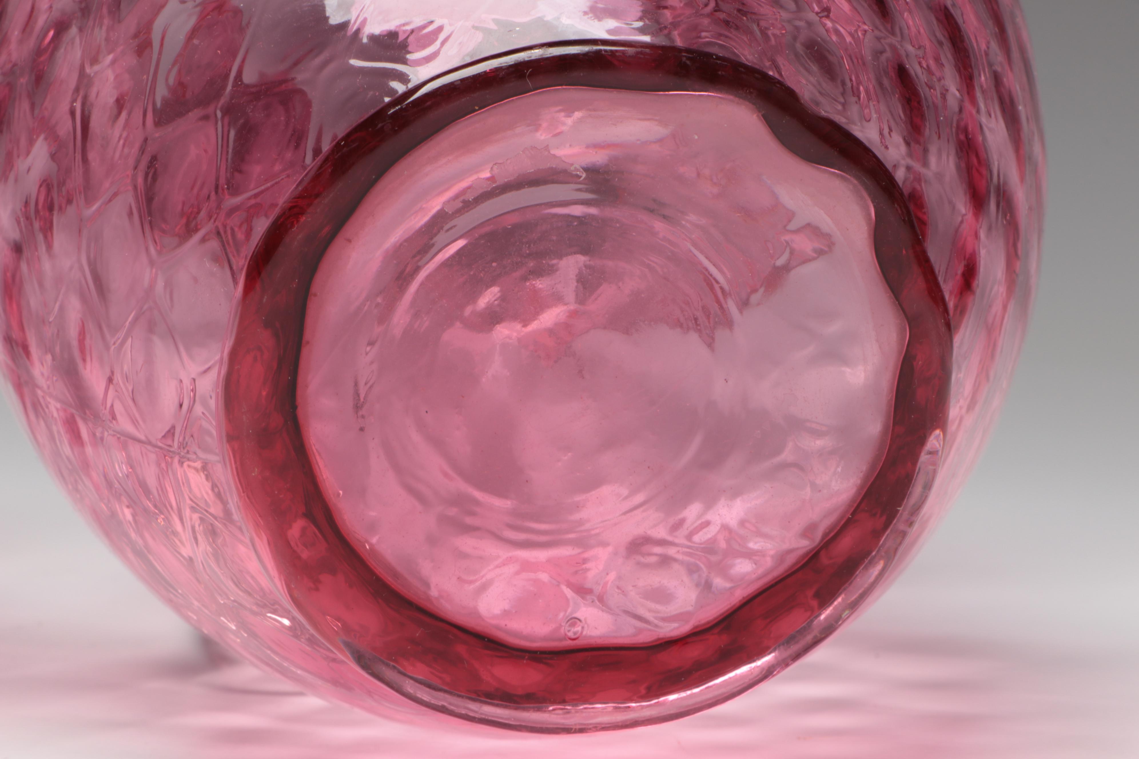 Fenton Optic Cranberry Glass Ruffled Pitchers