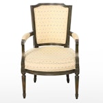 Louis XVI Style Painted, Parcel-Gilt, and Custom-Upholstered Fauteuil