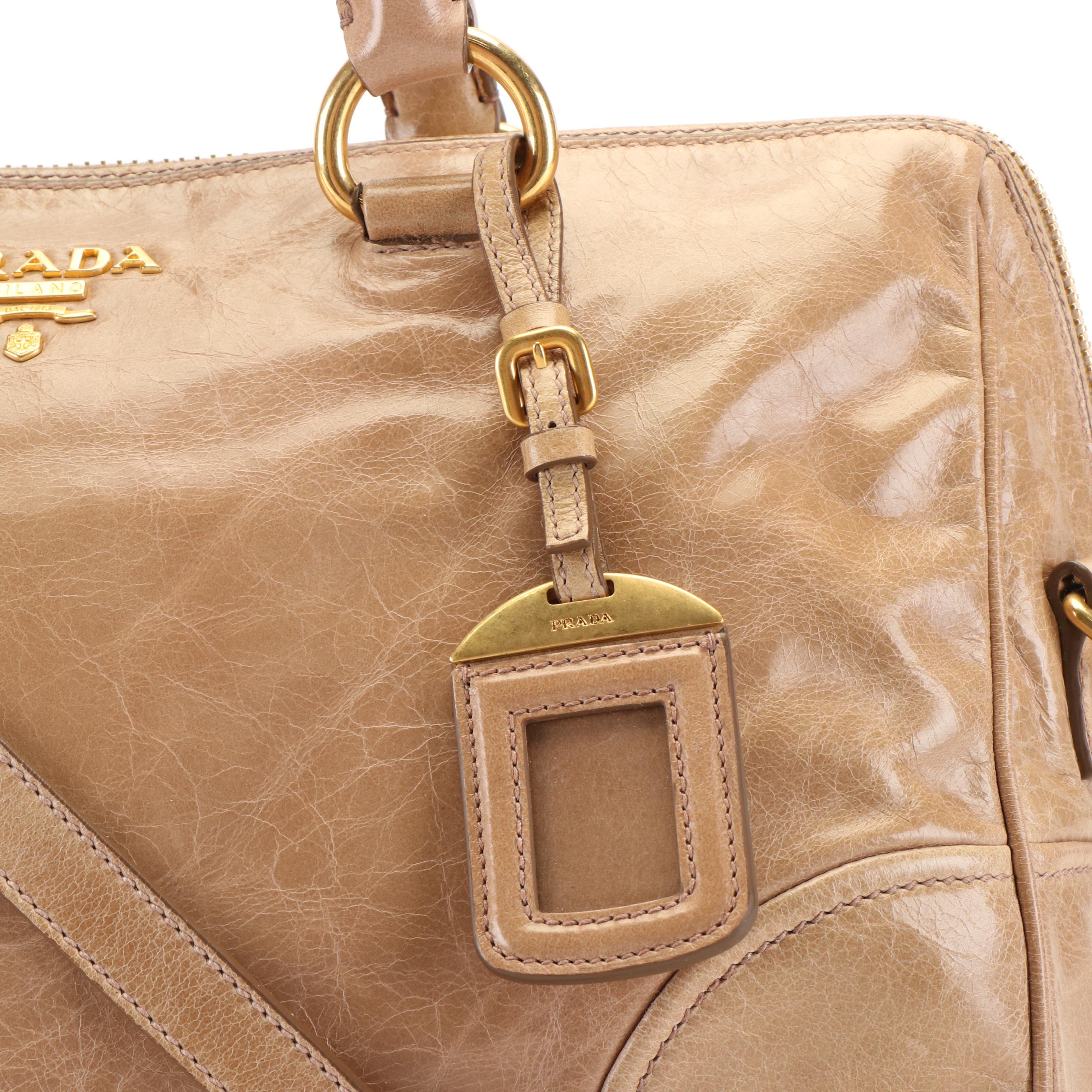 Prada Satchel in Beige Vitello Shine Leather