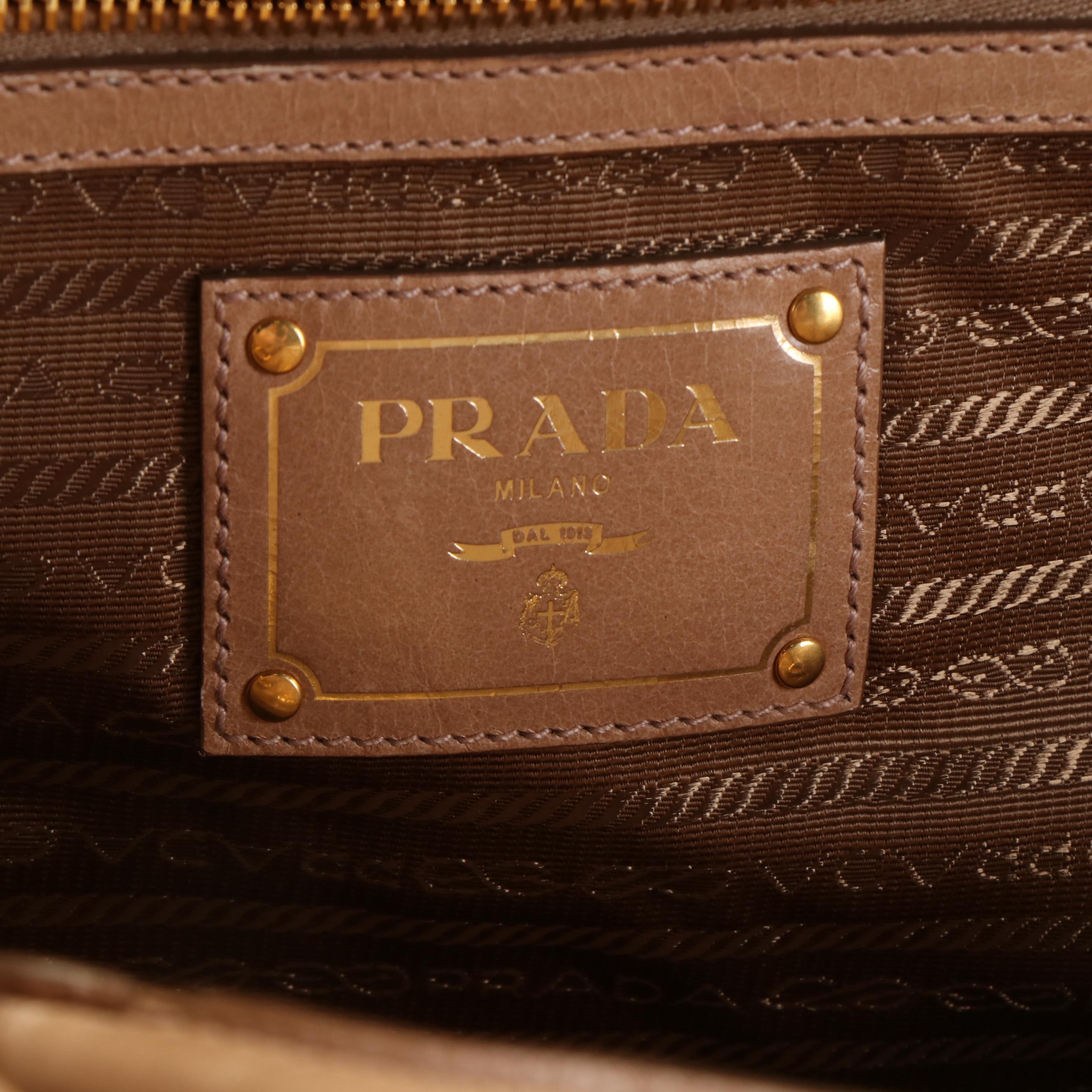Prada Satchel in Beige Vitello Shine Leather
