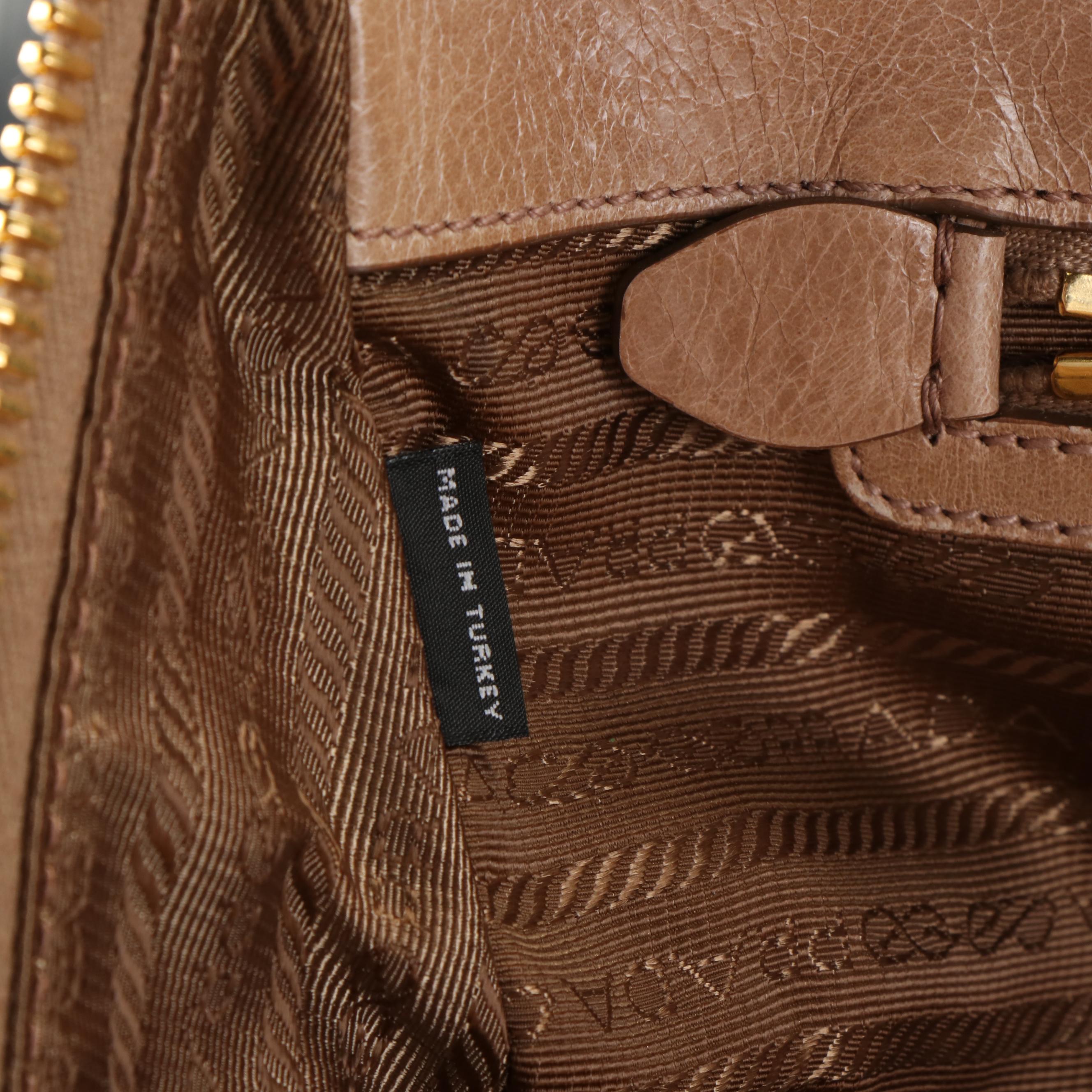 Prada Satchel in Beige Vitello Shine Leather