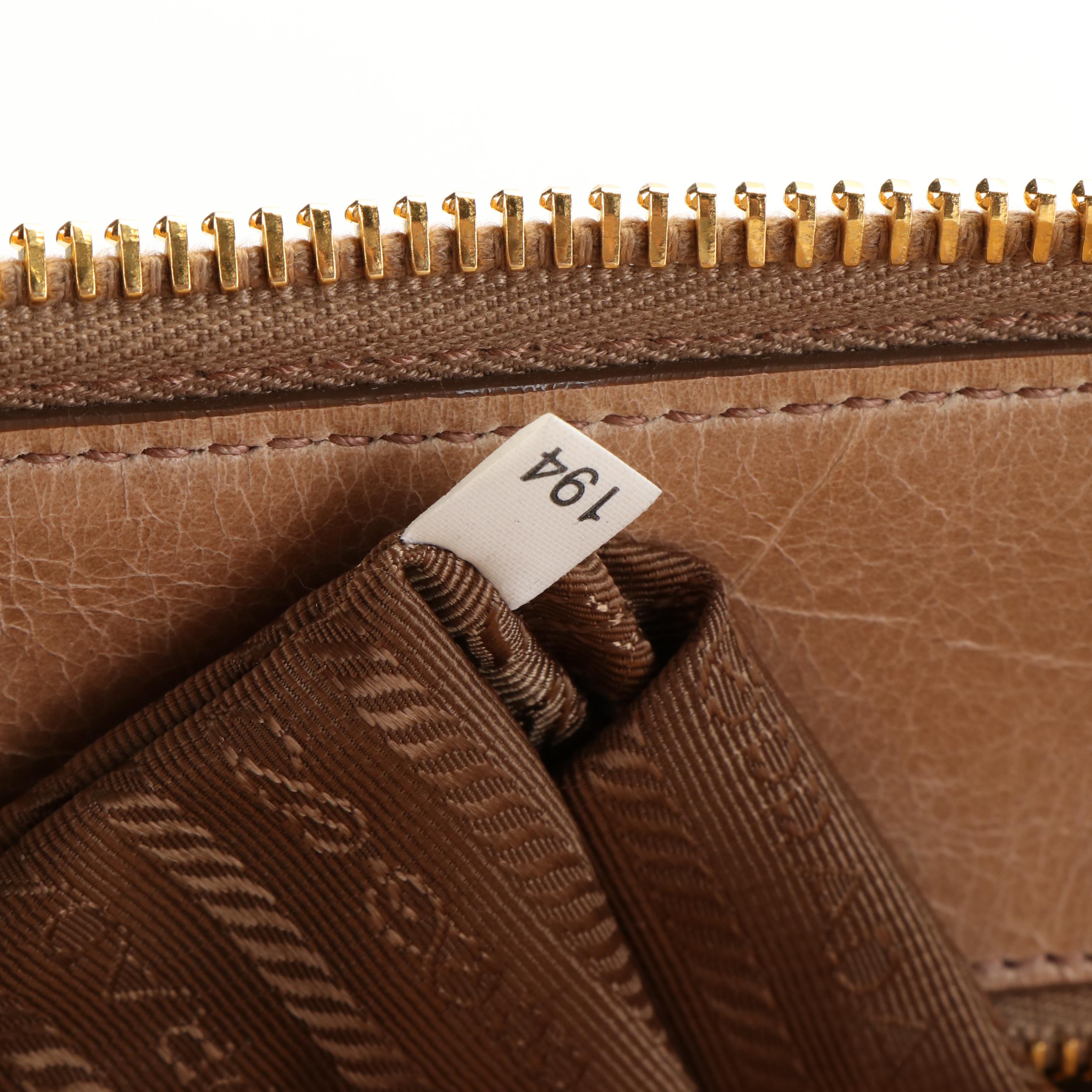 Prada Satchel in Beige Vitello Shine Leather