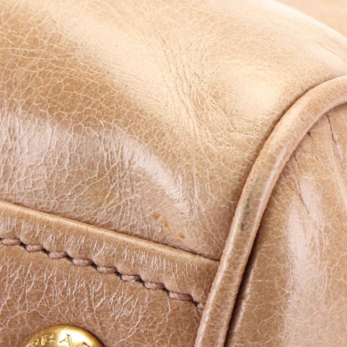 Prada Satchel in Beige Vitello Shine Leather