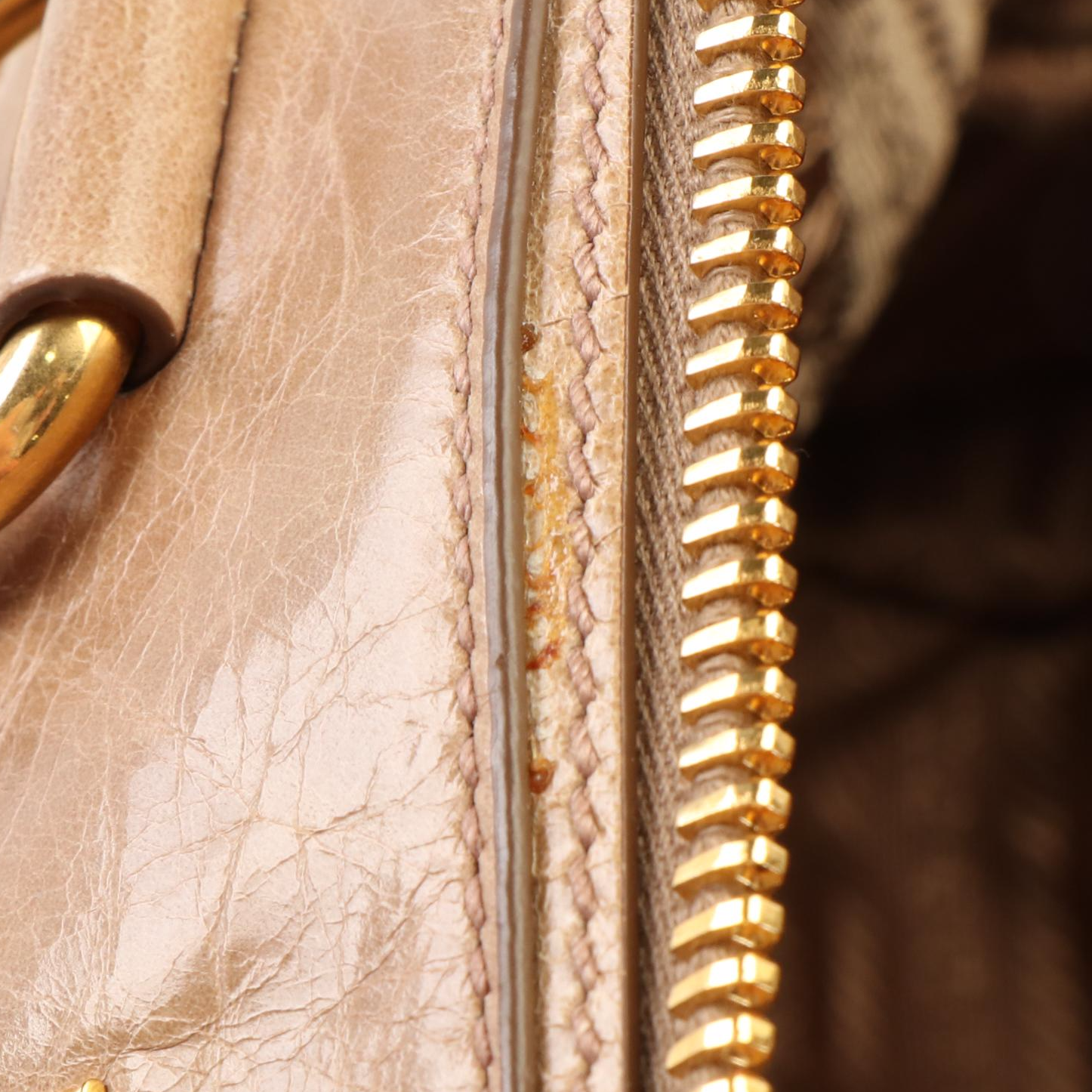 Prada Satchel in Beige Vitello Shine Leather