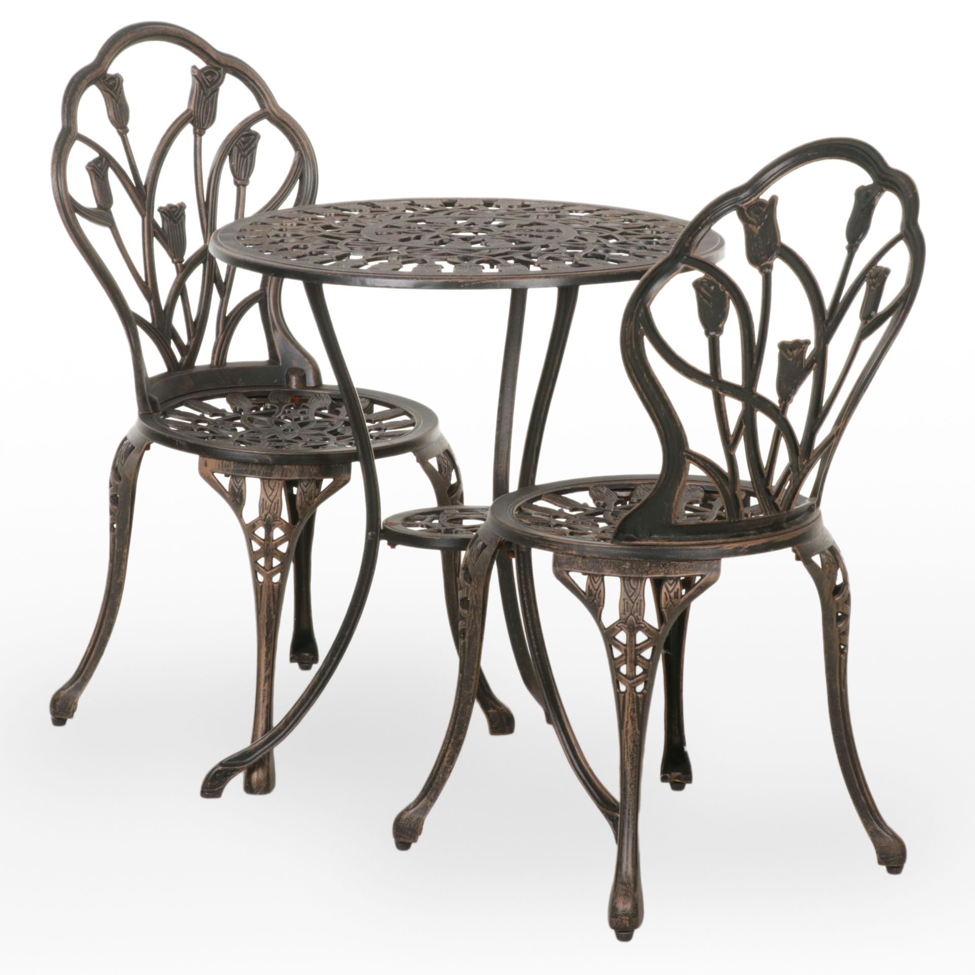 Metal Bistro Table with Two Matching Chairs