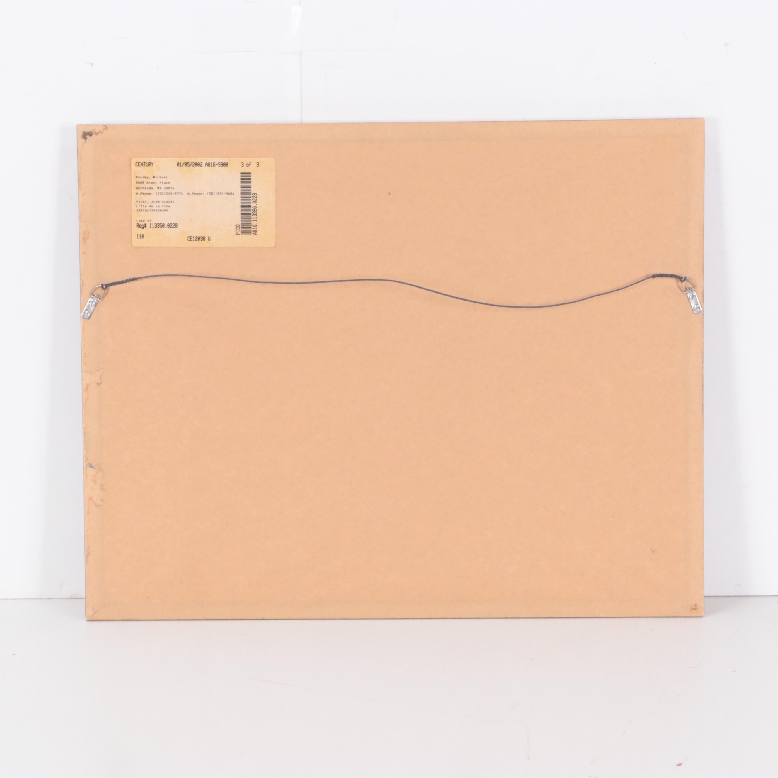 Jean-Claude Picot Seriolithograph of Parisian Cityscape "L'Île de la Cité"