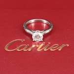 Cartier Platinum 0.97 CT Diamond Solitaire Ring with GIA Report